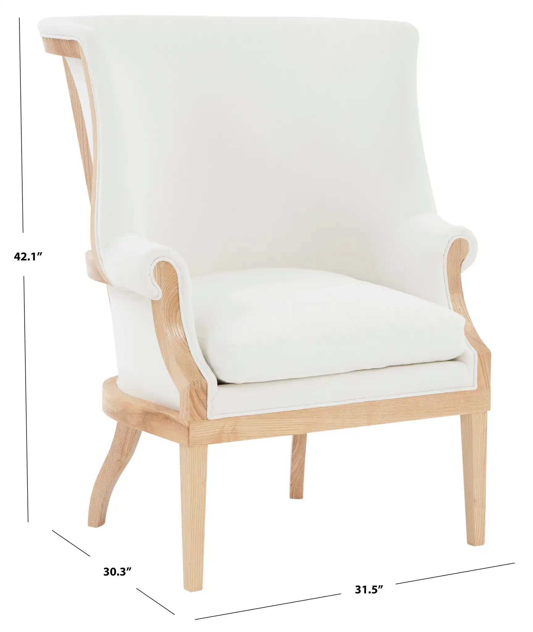 Leahbeth Wingback Accent Chair in White / Natural, detail view