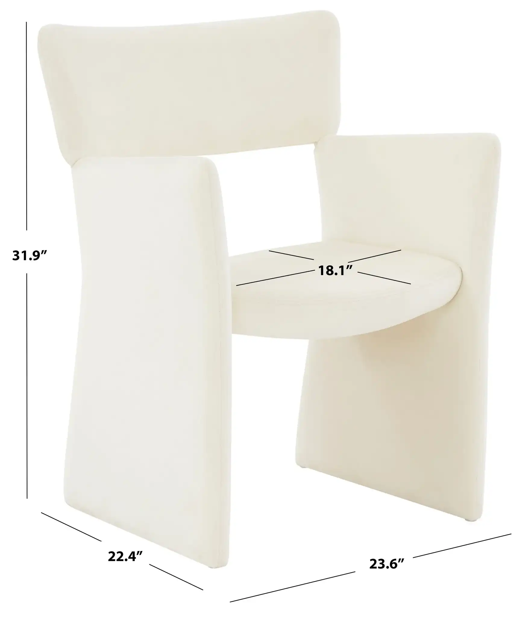 Jayke Velvet Dining Chair in Cream, detail view