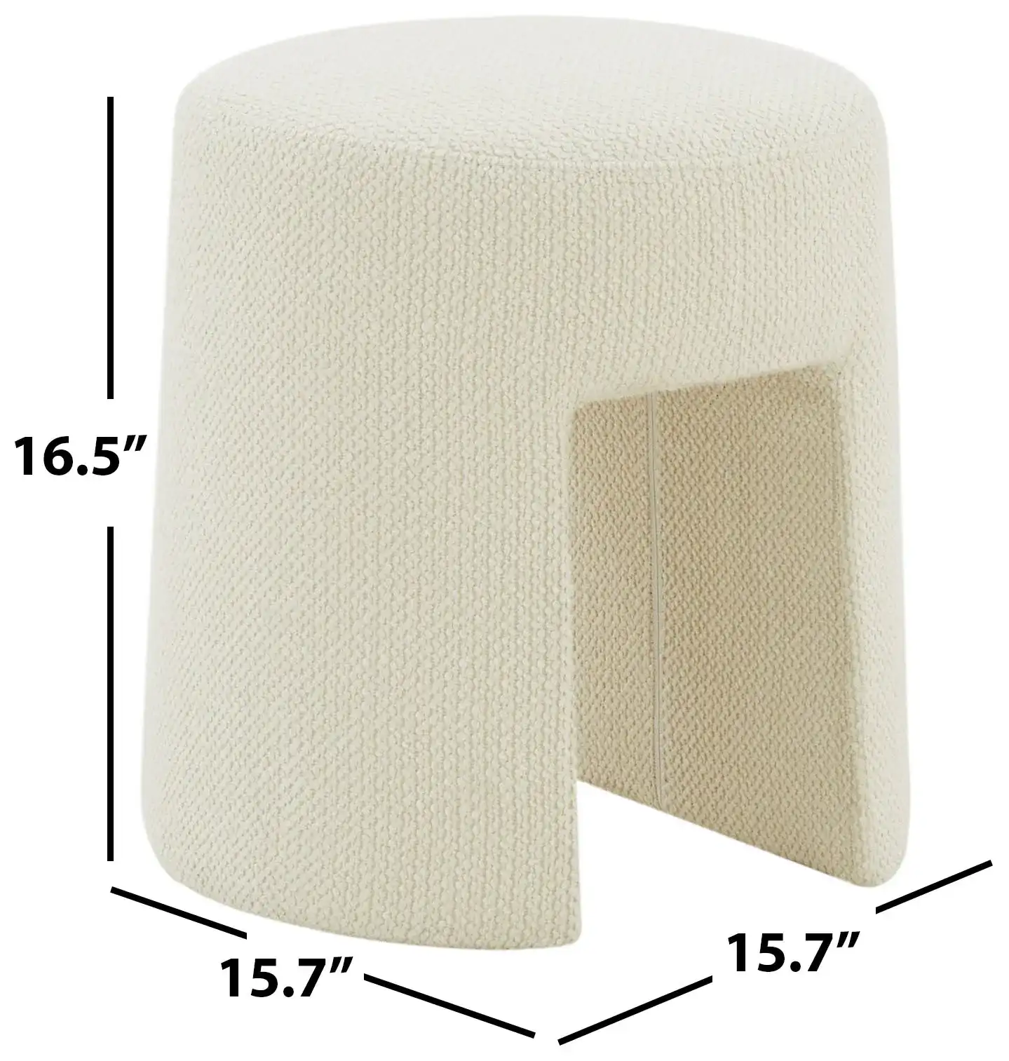 Ginny Upholstered Ottoman in Ivory, detail view