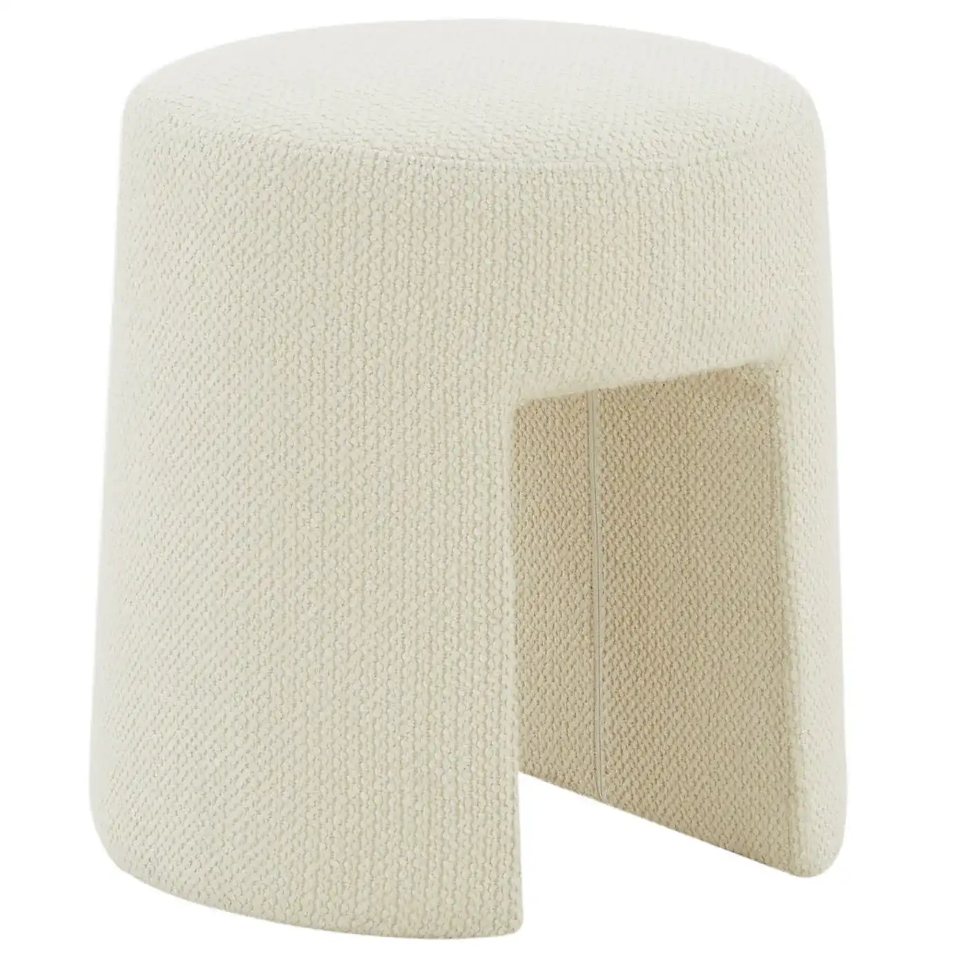 Ginny Upholstered Ottoman in Ivory, detail view