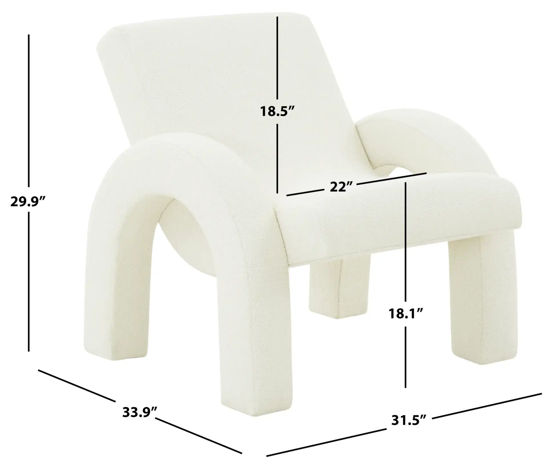 Marianne Accent Chair in Ivory, detail view