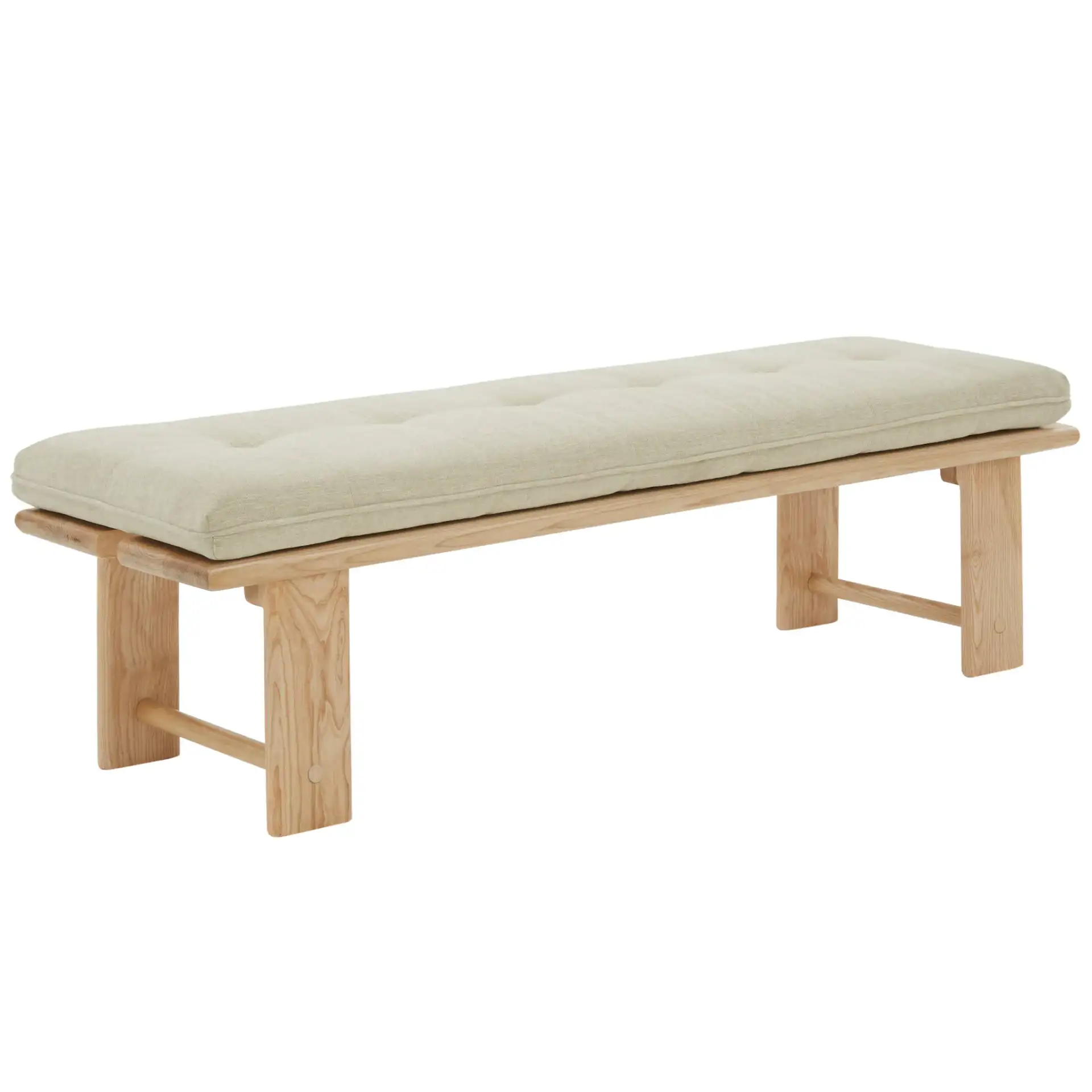 Bartolili Wood & Cushion Bench in Beige / Natural