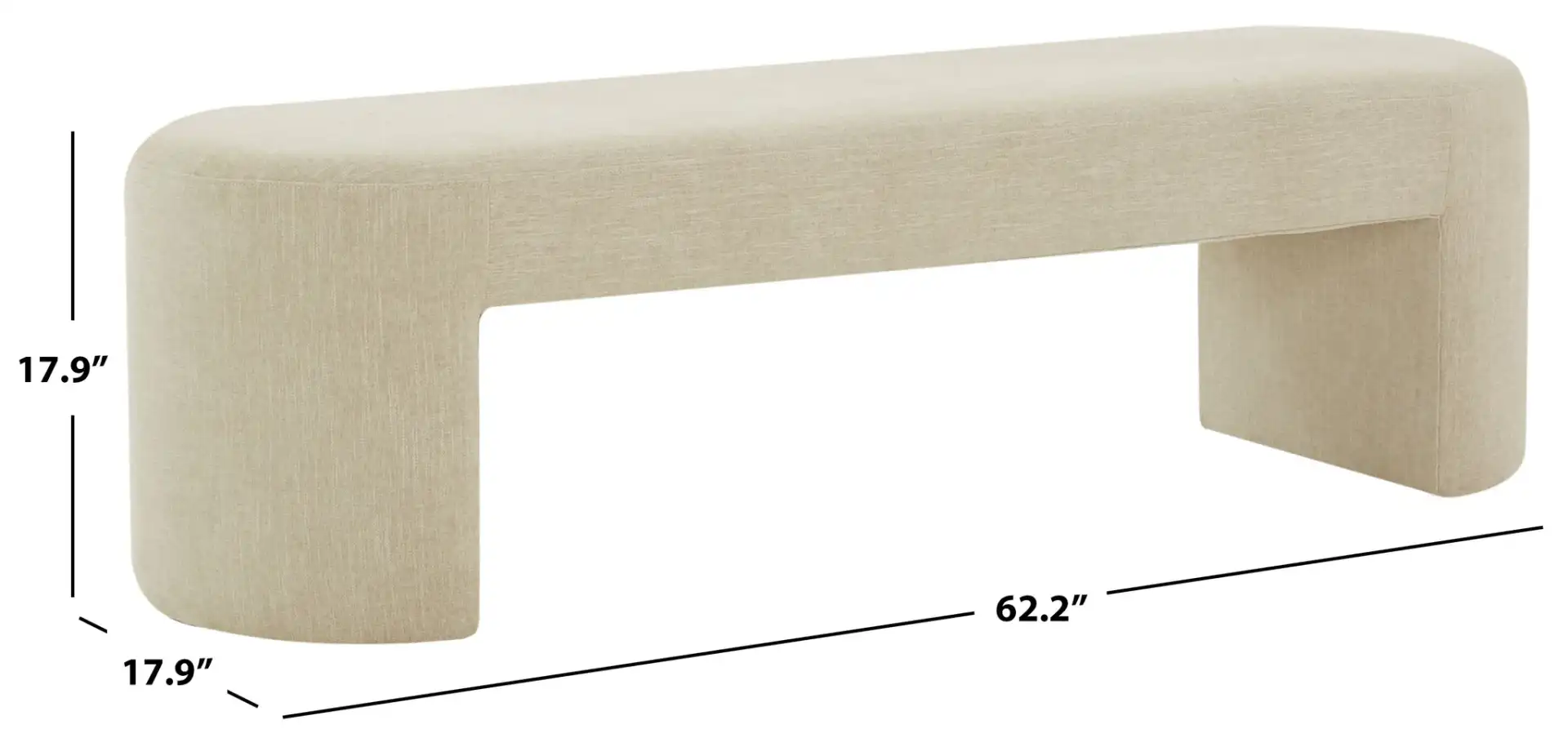 Dallyce Upholstered Bench in Beige, detail view