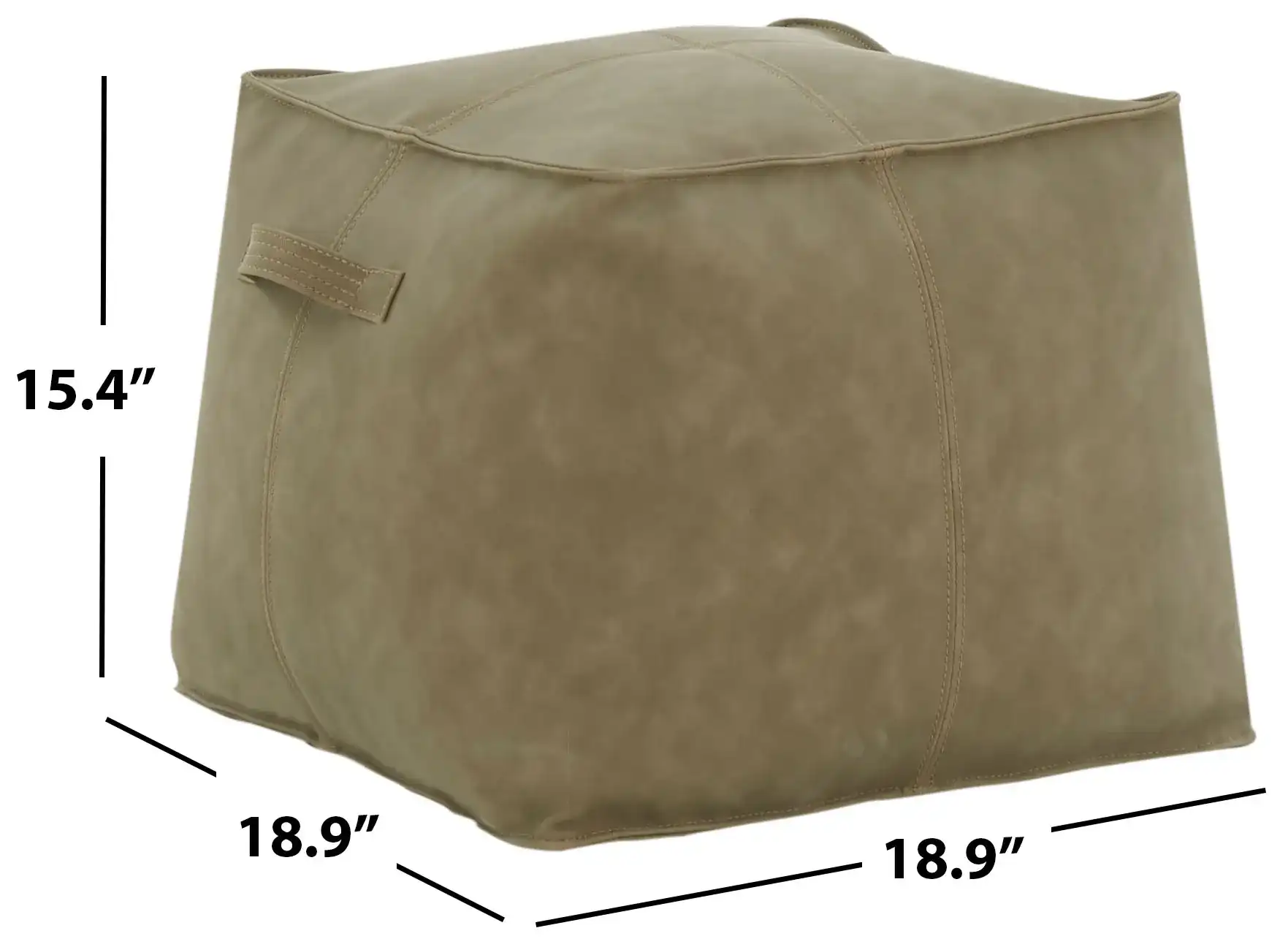 Pablo Vegan Leather Pouf in Brown, detail view