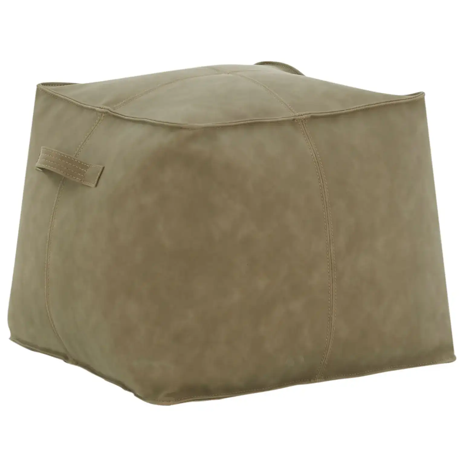 Pablo Vegan Leather Pouf in Brown, detail view