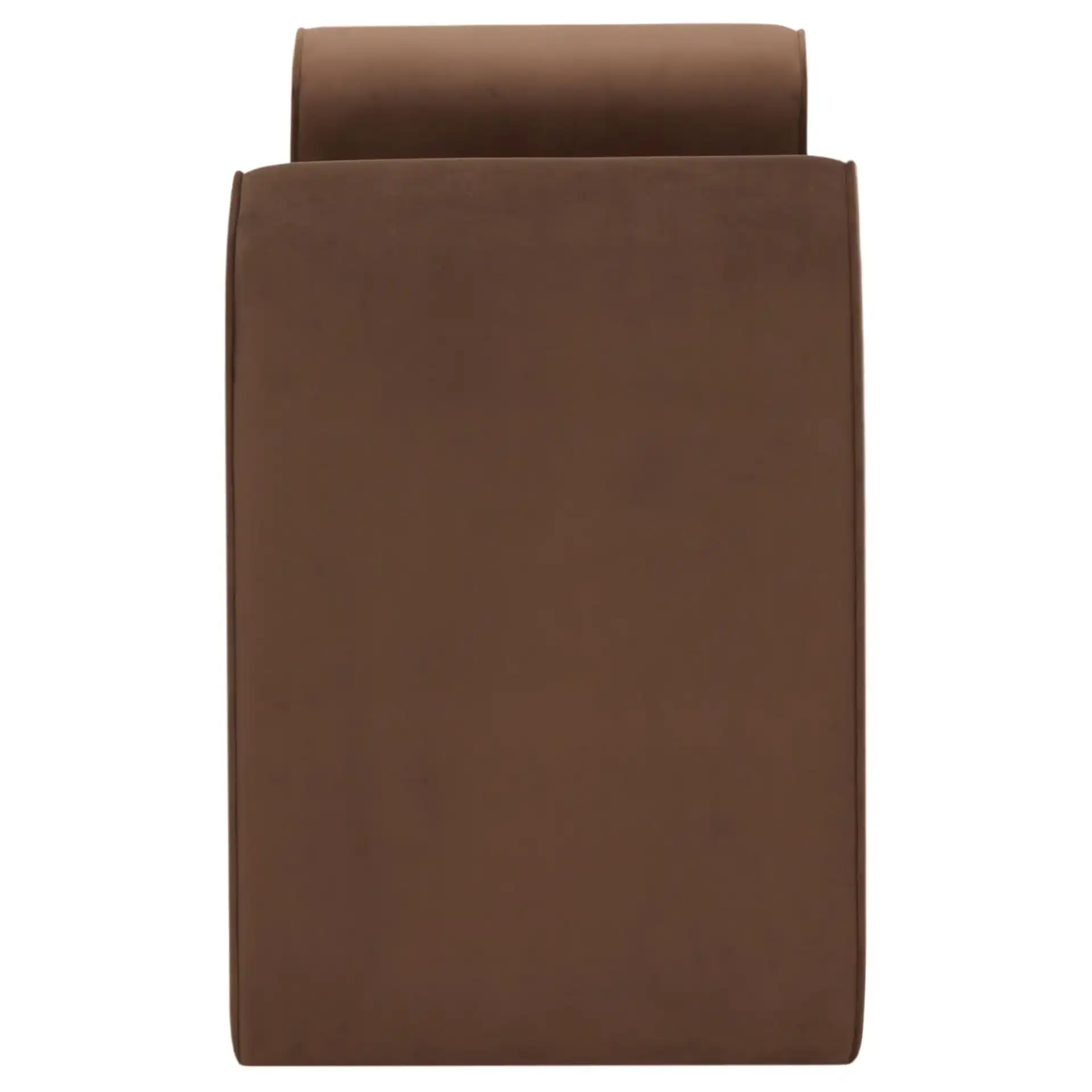 Garth Velvet Bench in Dark Brown, detail view