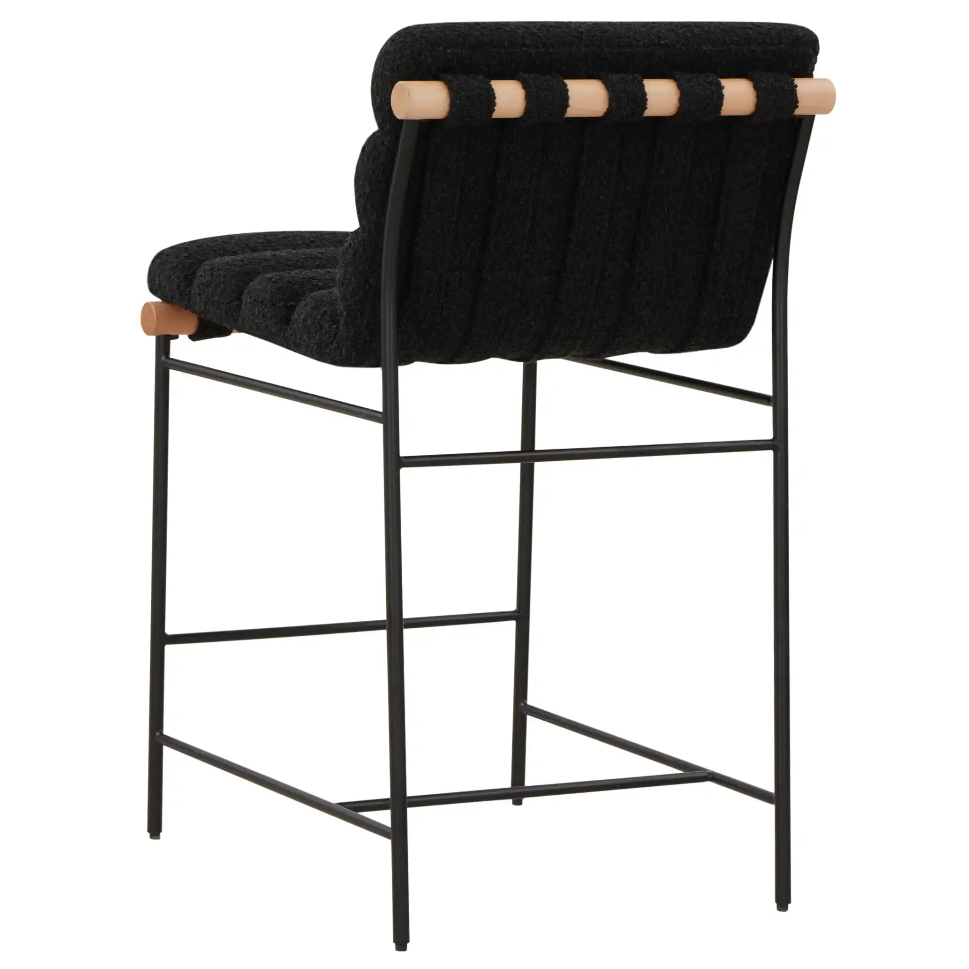 Macibella Boucle Counter Stool in Black, detail view