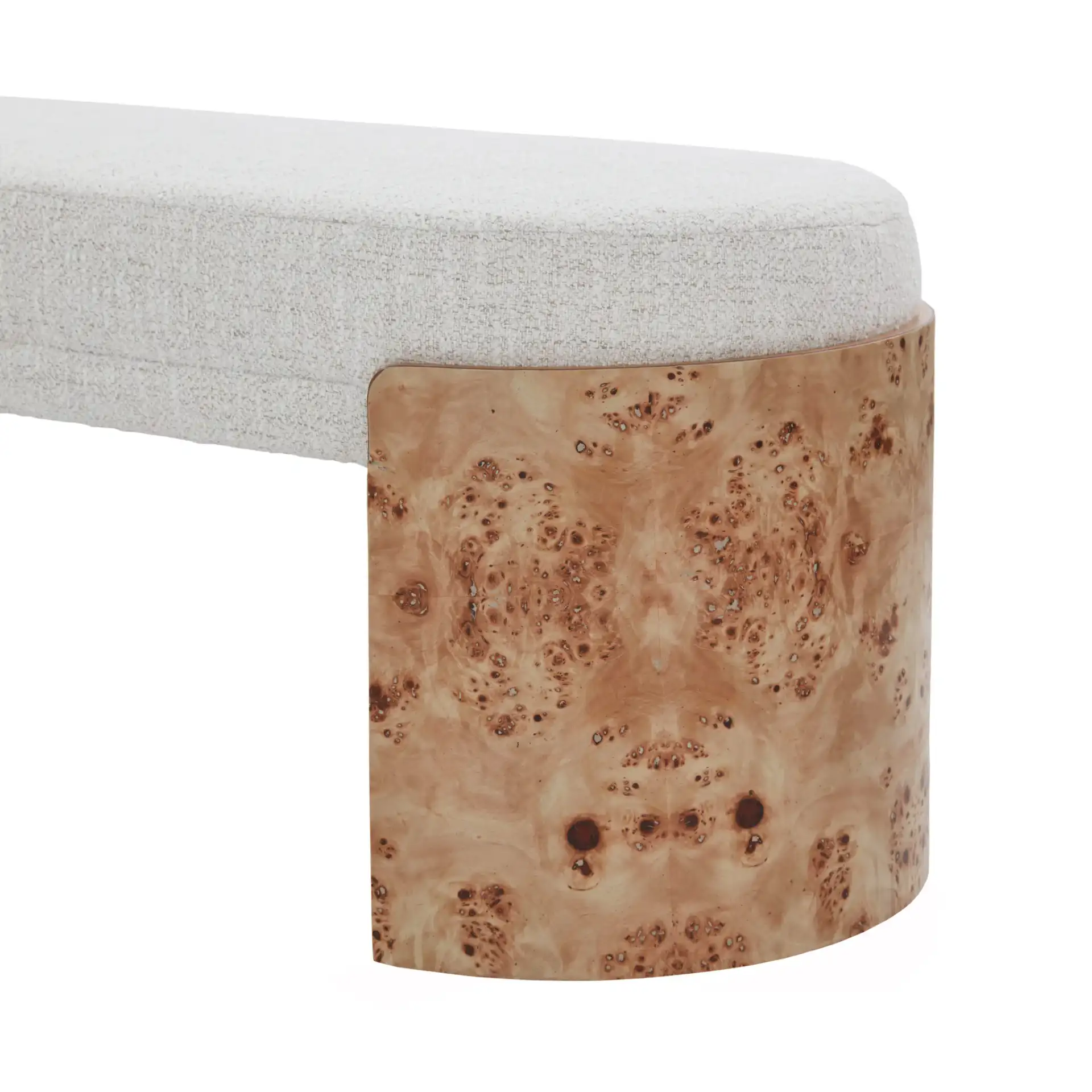 Nessabella Burl Leg Bench in Burl / White in a styled room