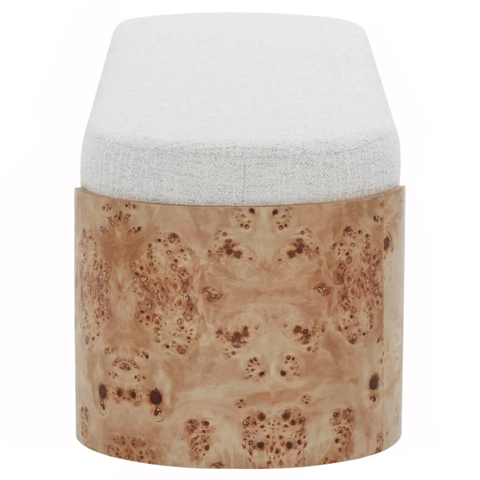 Nessabella Burl Leg Bench in Burl / White, detail view