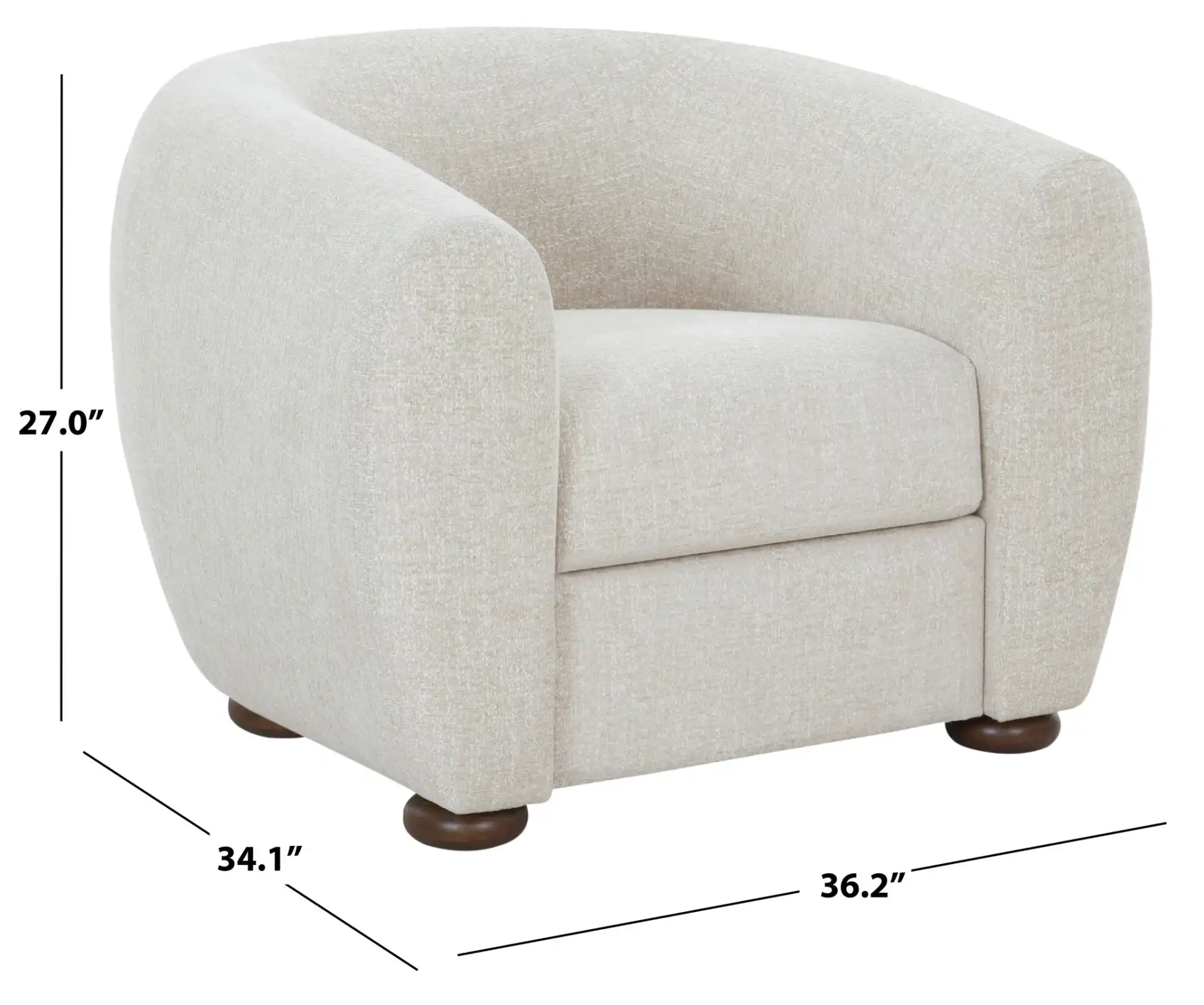Freddy Accent Chair in Taupe, detail view