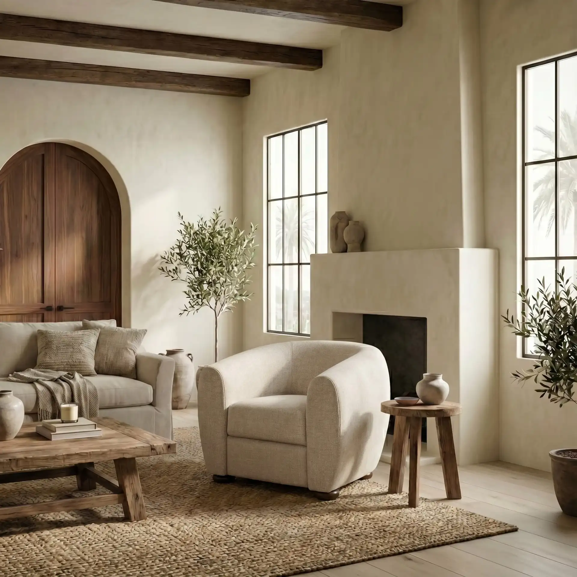 Freddy Accent Chair in Taupe in a styled room