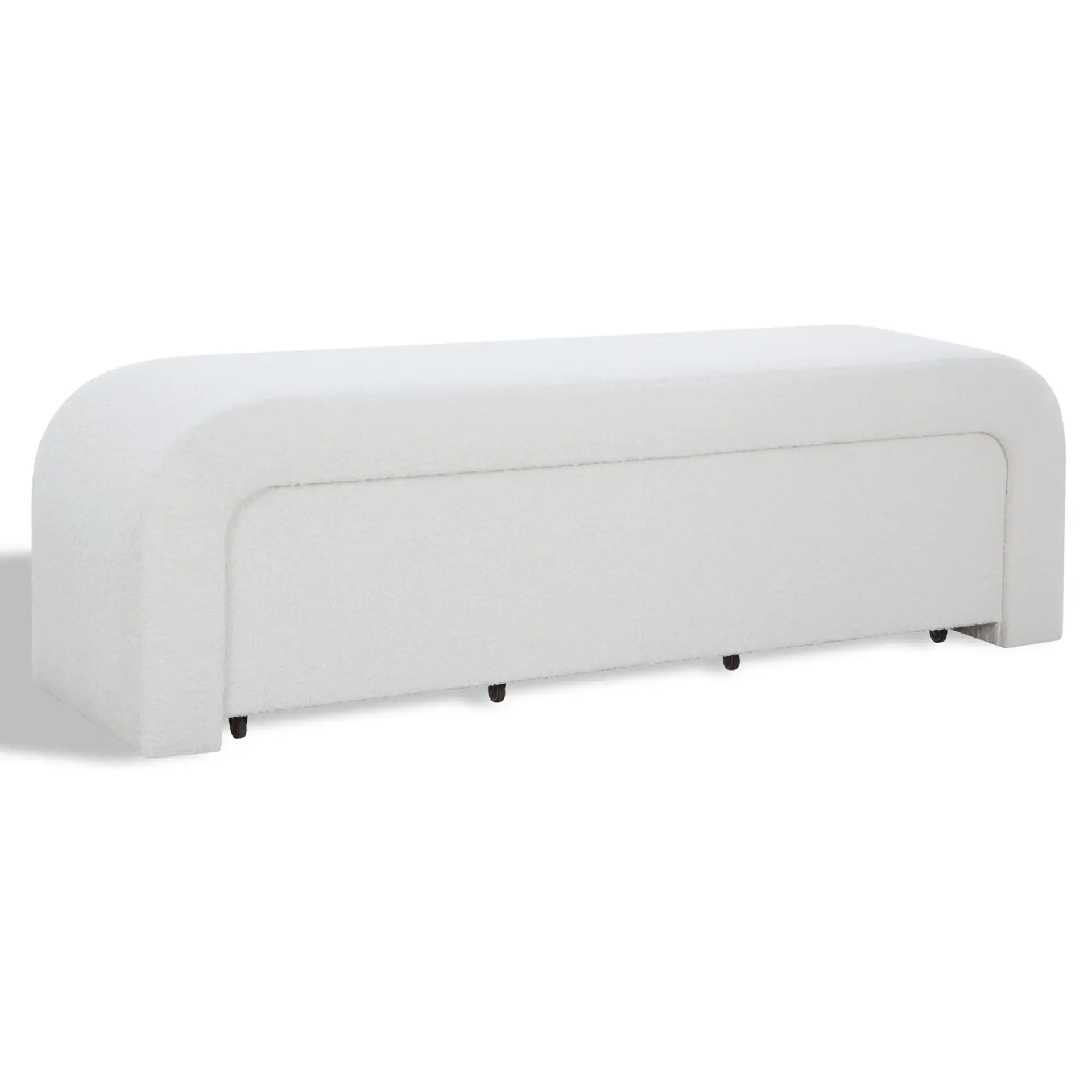 Leslienna Boucle One-Drawer Storage Bench in Ivory / Natural, detail view