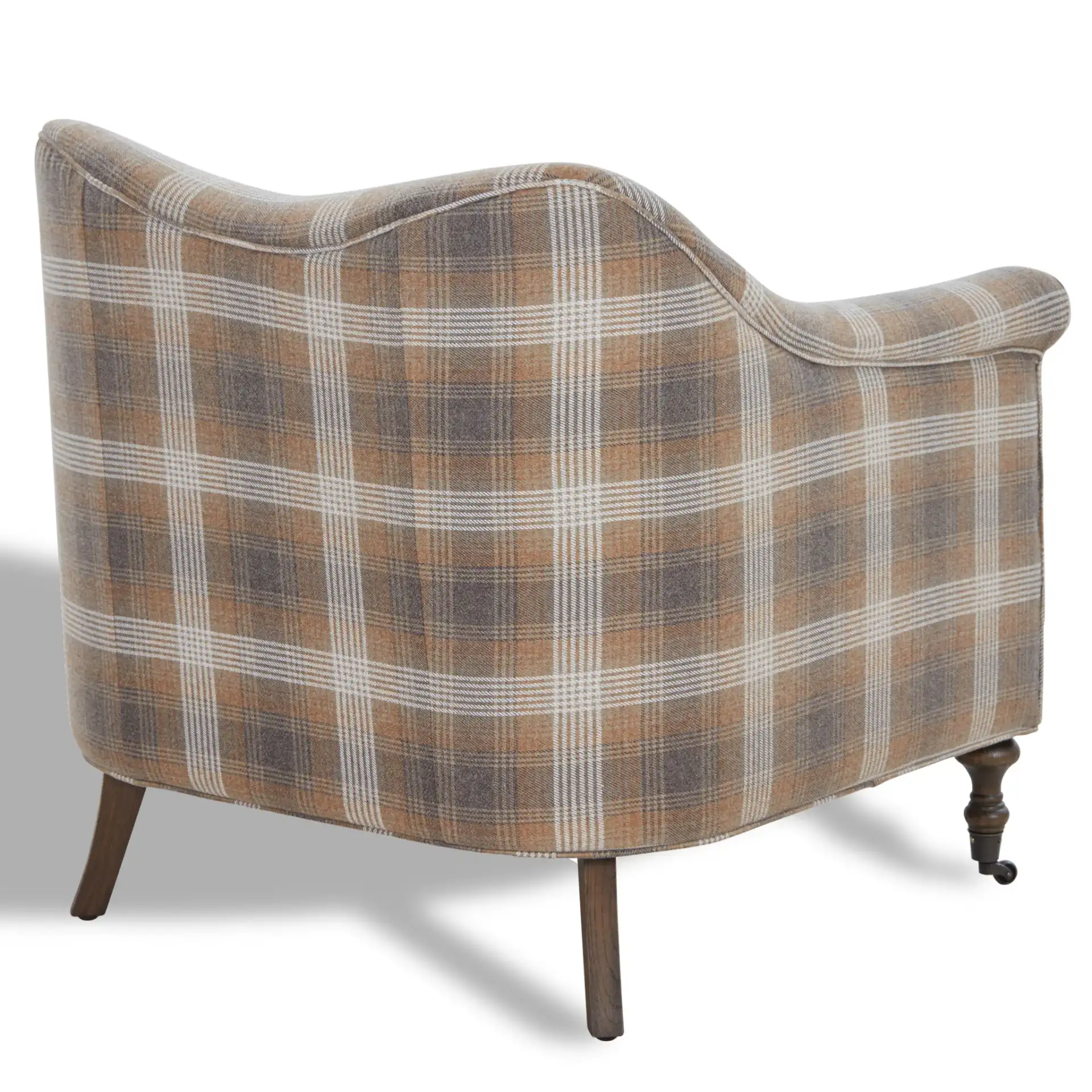 Olsen Caster Leg Accent Chair in Brown / Dark Brown Oak, detail view