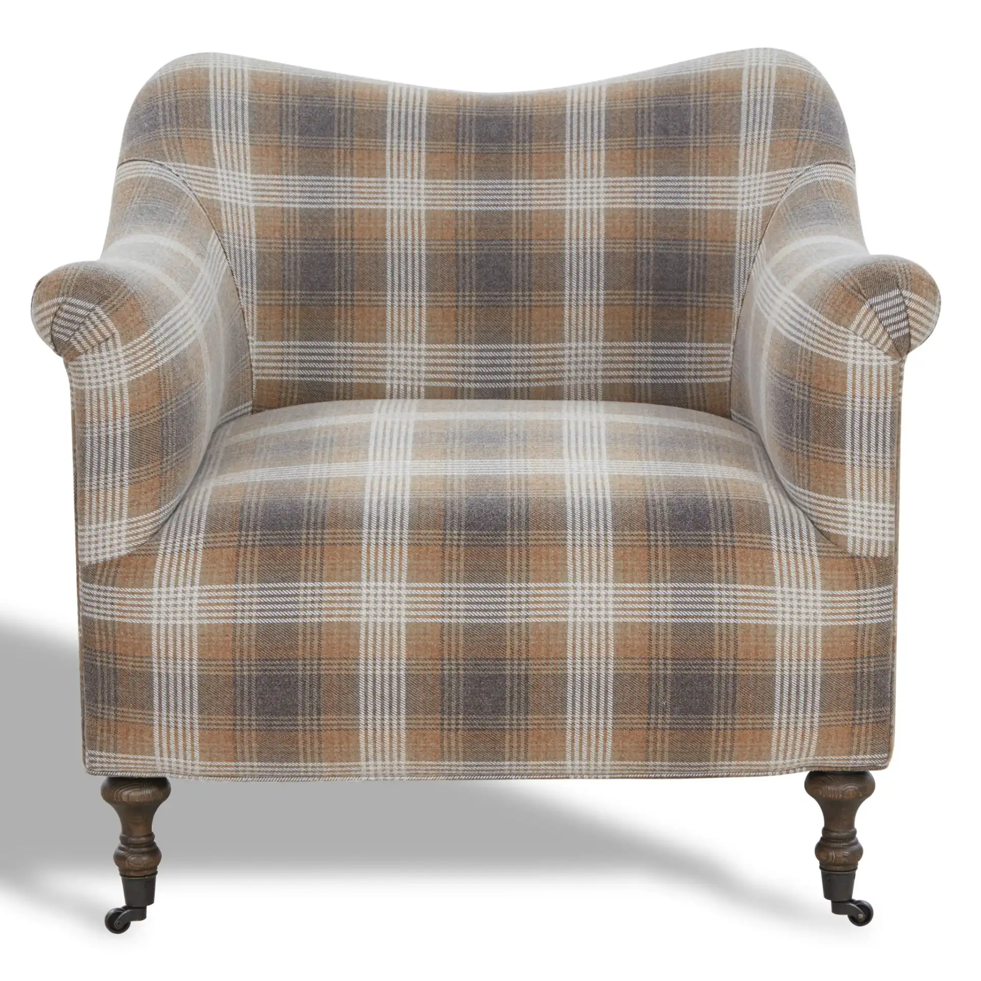 Olsen Caster Leg Accent Chair in Brown / Dark Brown Oak, detail view