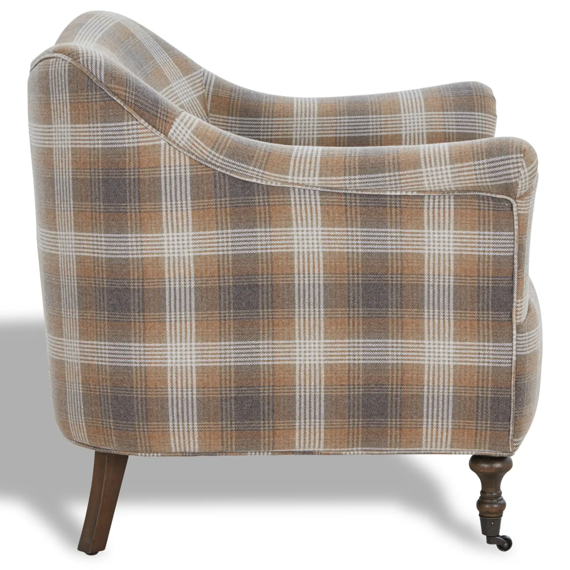 Olsen Caster Leg Accent Chair in Brown / Dark Brown Oak, detail view