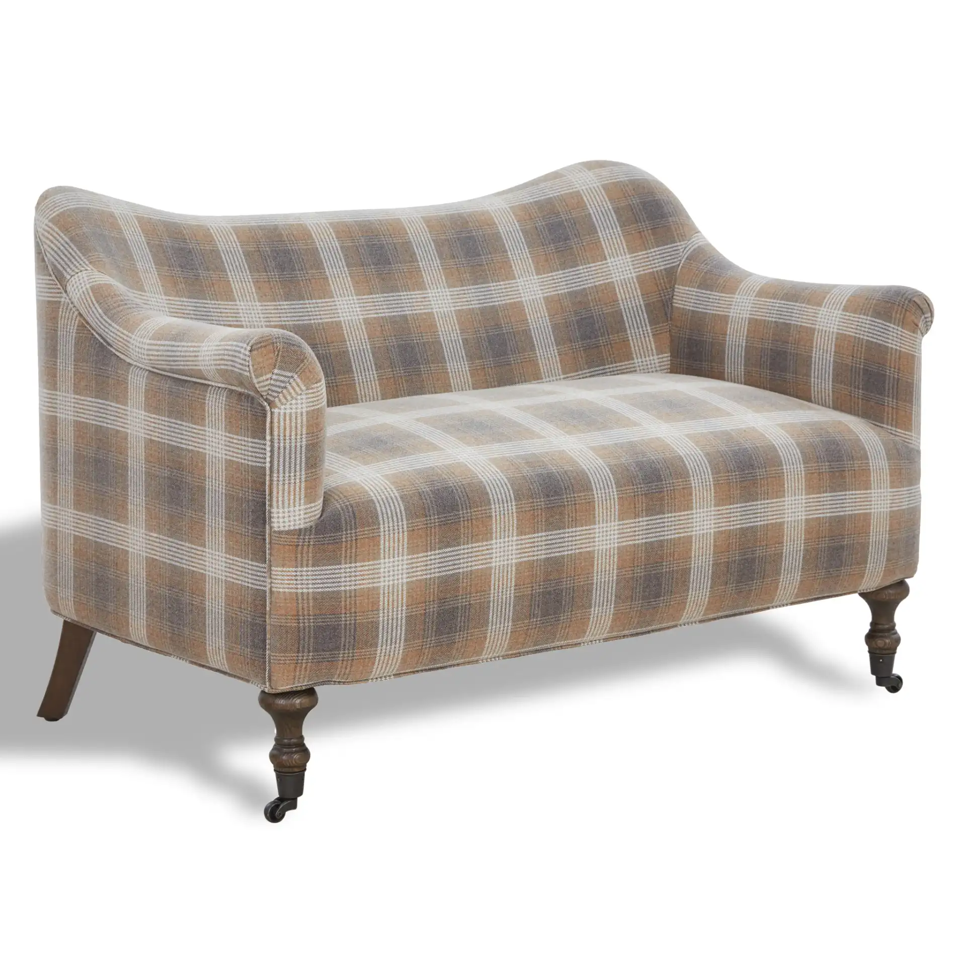 Olsen Caster Leg Loveseat in Brown / Dark Brown Oak, detail view