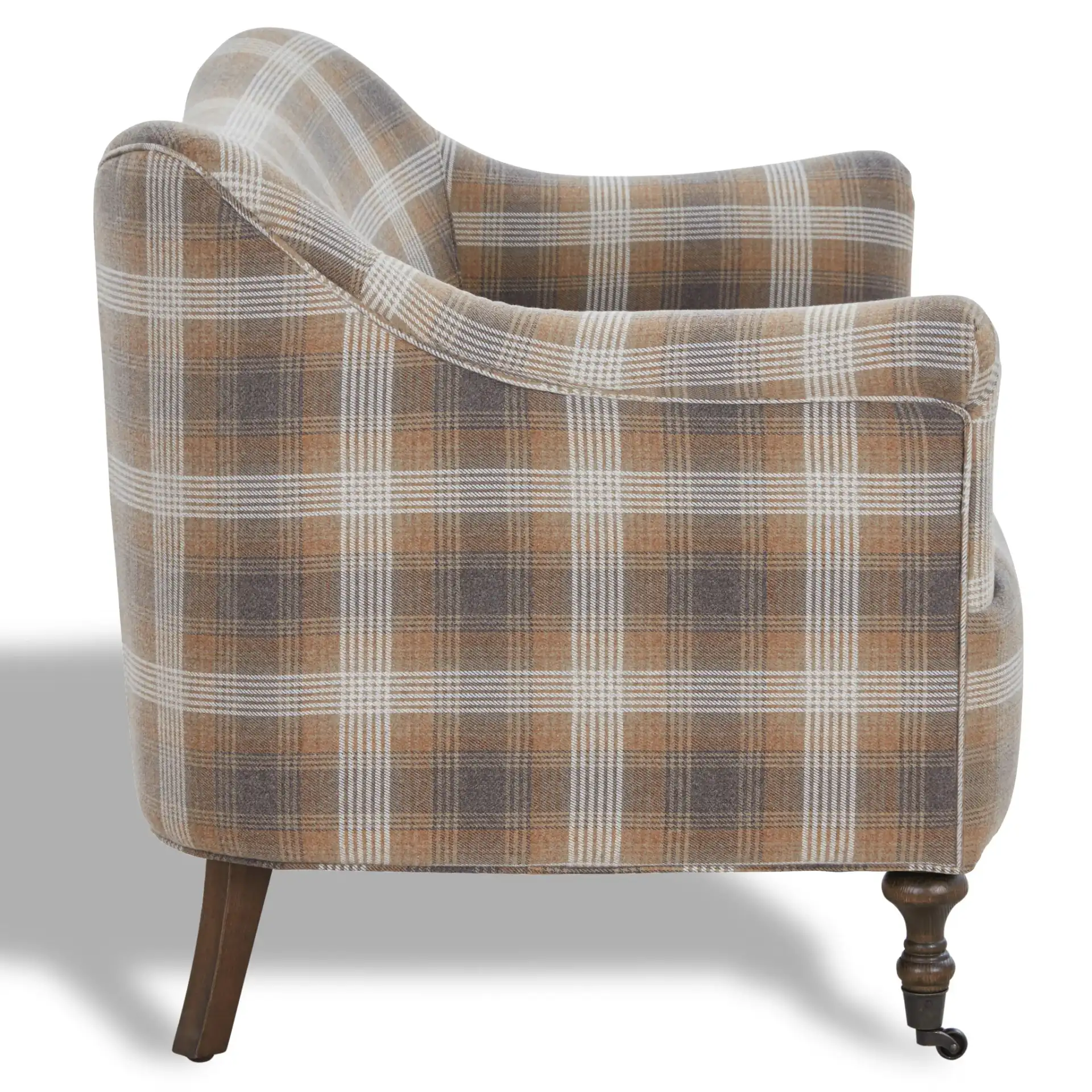 Olsen Caster Leg Loveseat in Brown / Dark Brown Oak, detail view