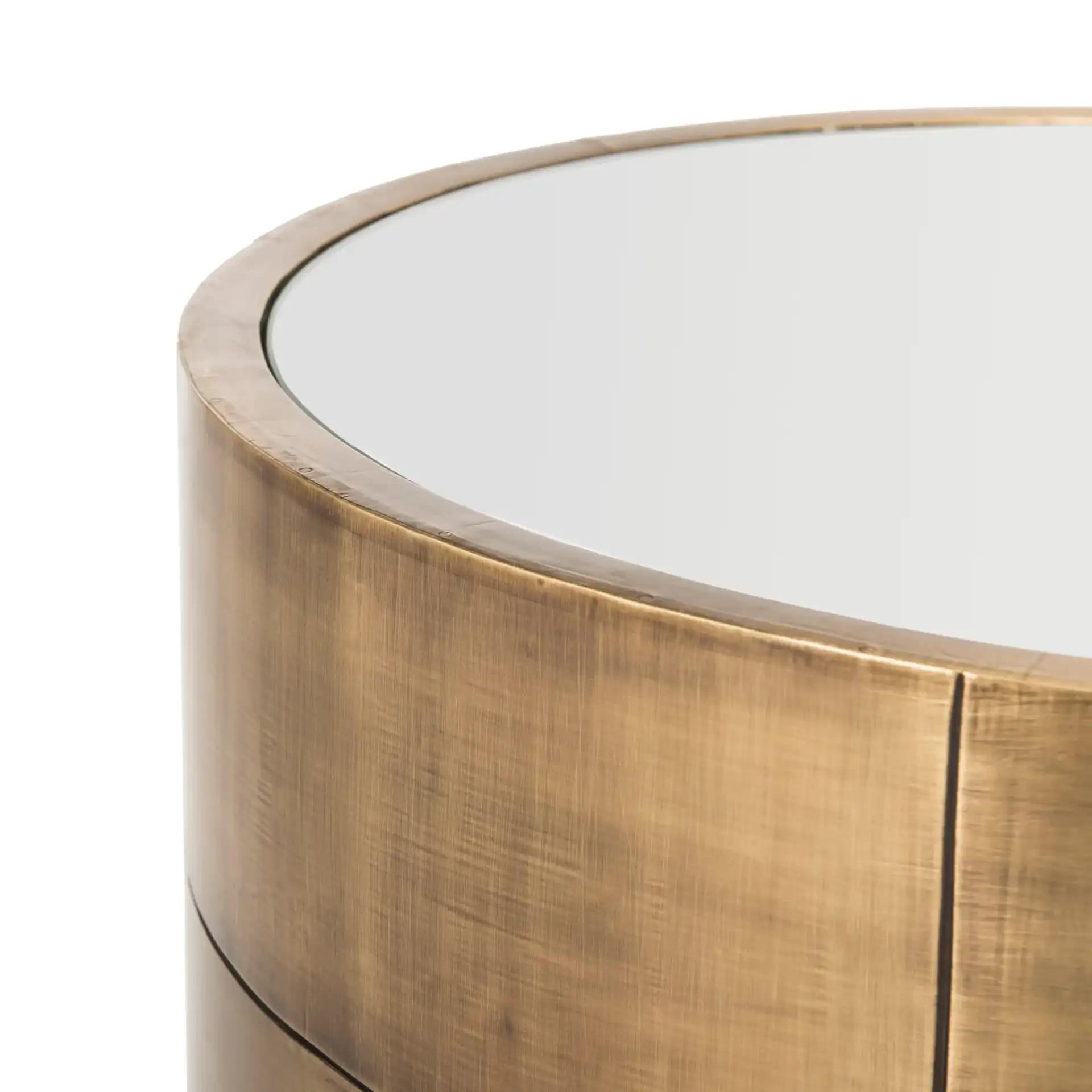 Florencia Round Side Table in Brass in a styled room