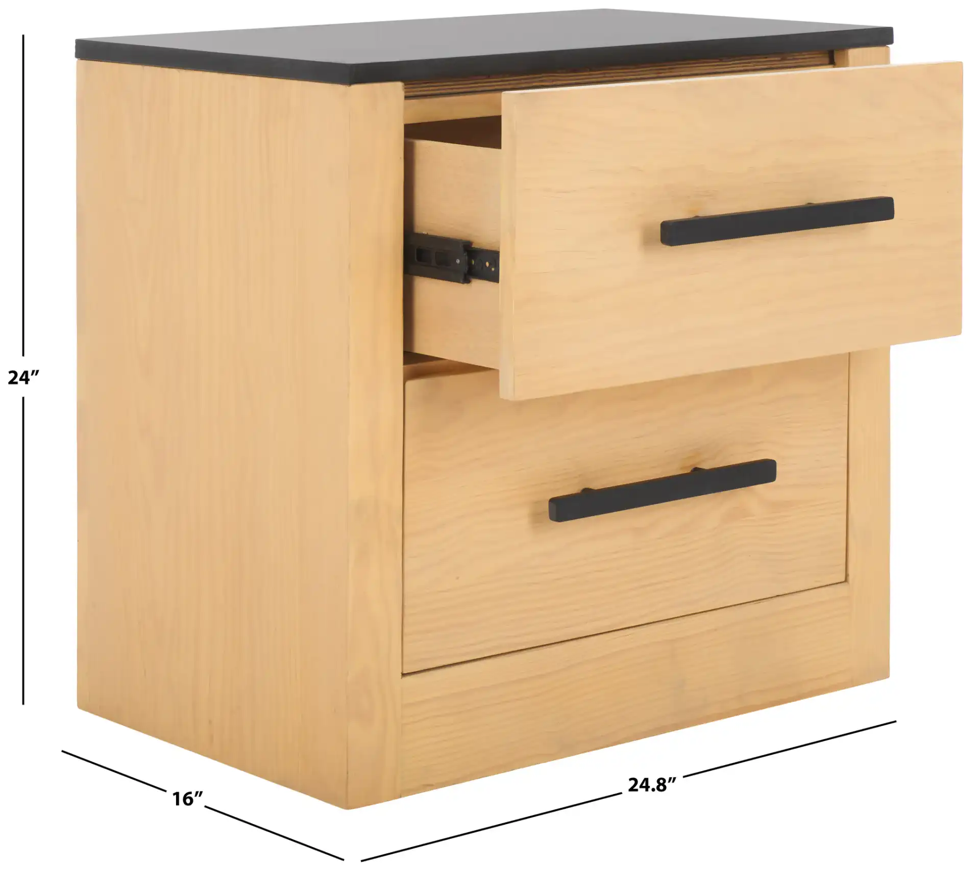 Abbianna Marble Top Nightstand in Natural / Black, detail view