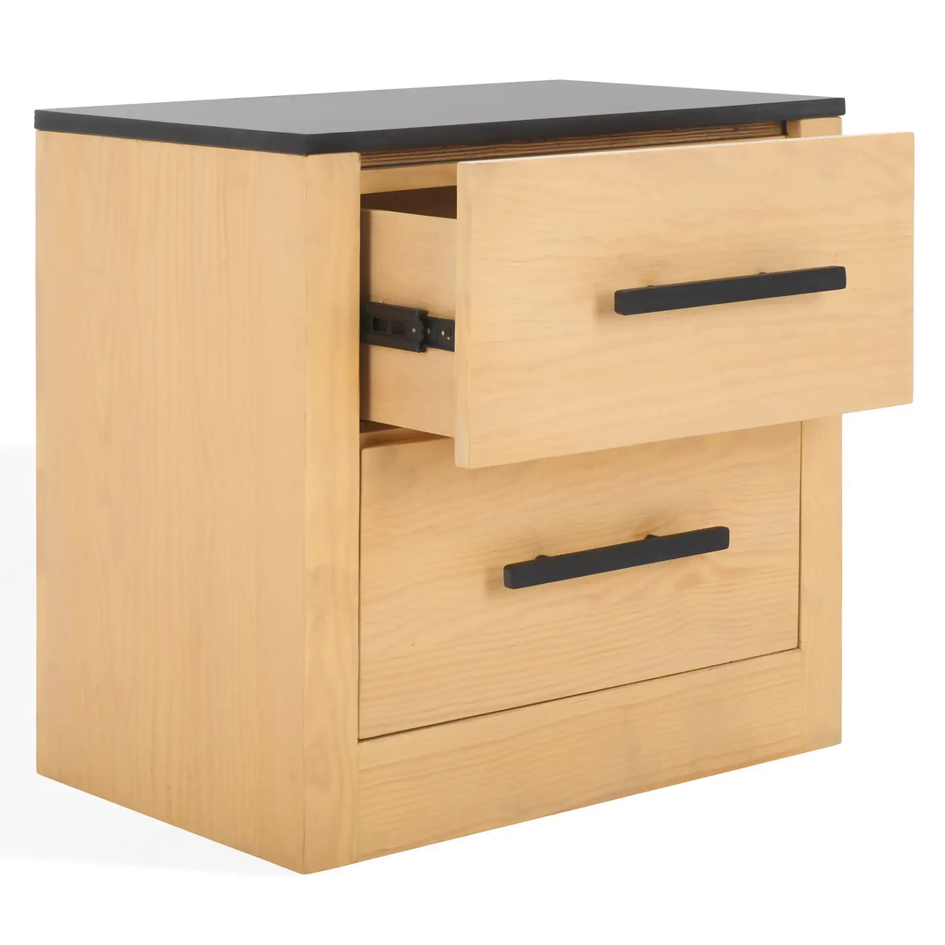 Abbianna Marble Top Nightstand in Natural / Black, detail view