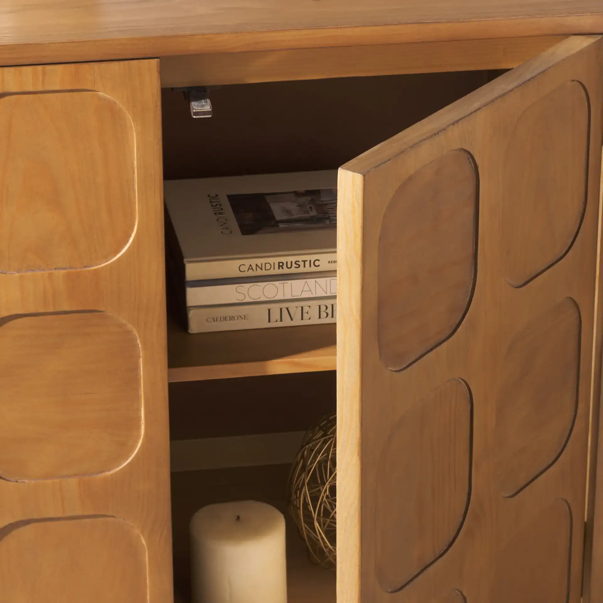 Benedict Wood Sideboard in Natural in a styled room