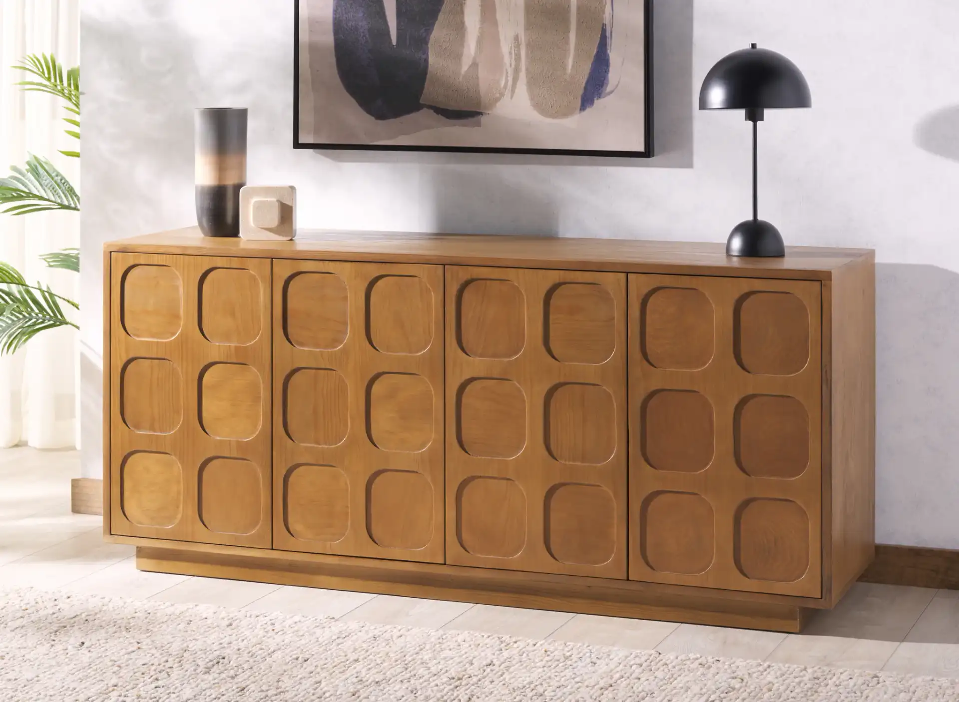 Benedict Wood Sideboard in Natural in a styled room