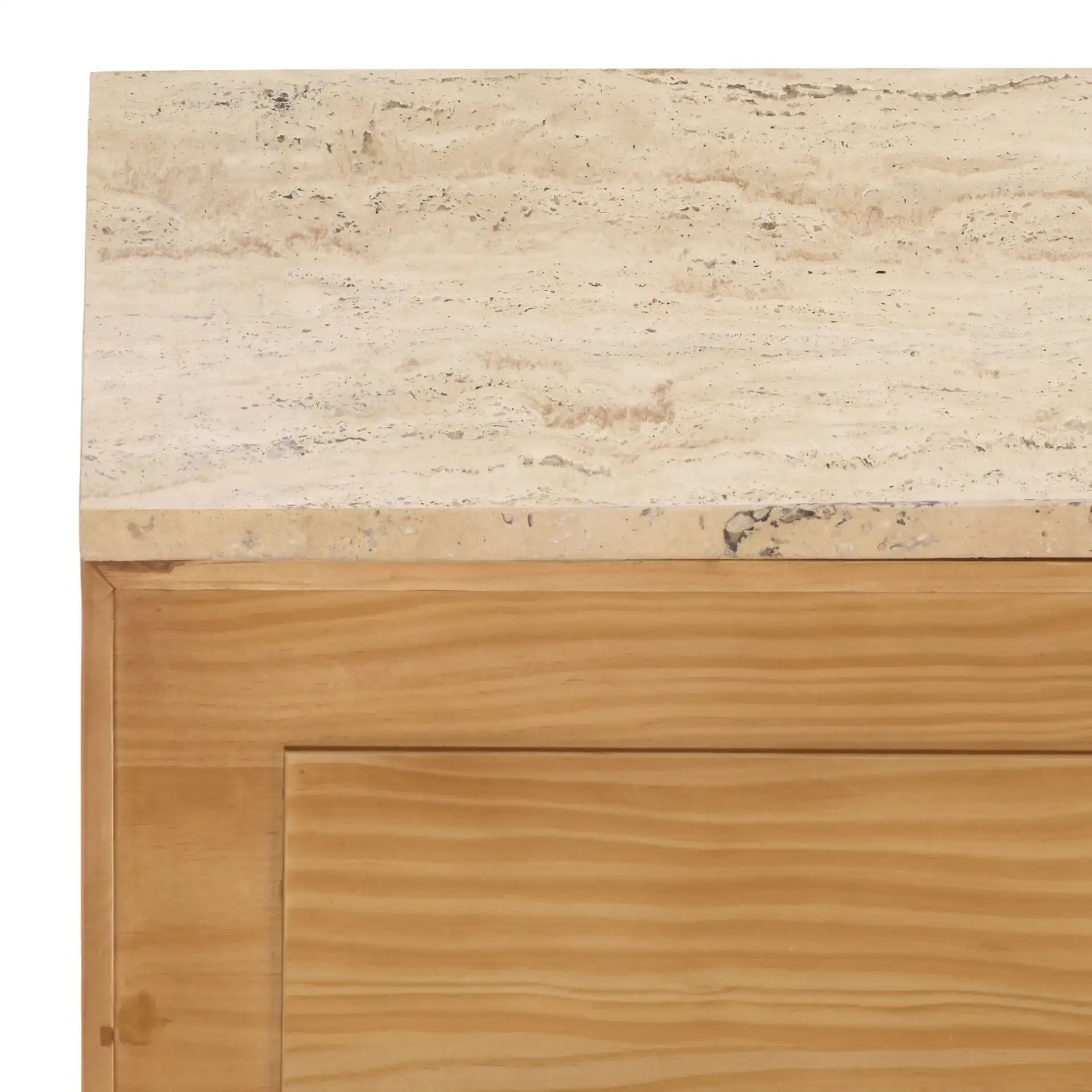 Debrianna Travertine Sideboard in Natural / Travertine in a styled room