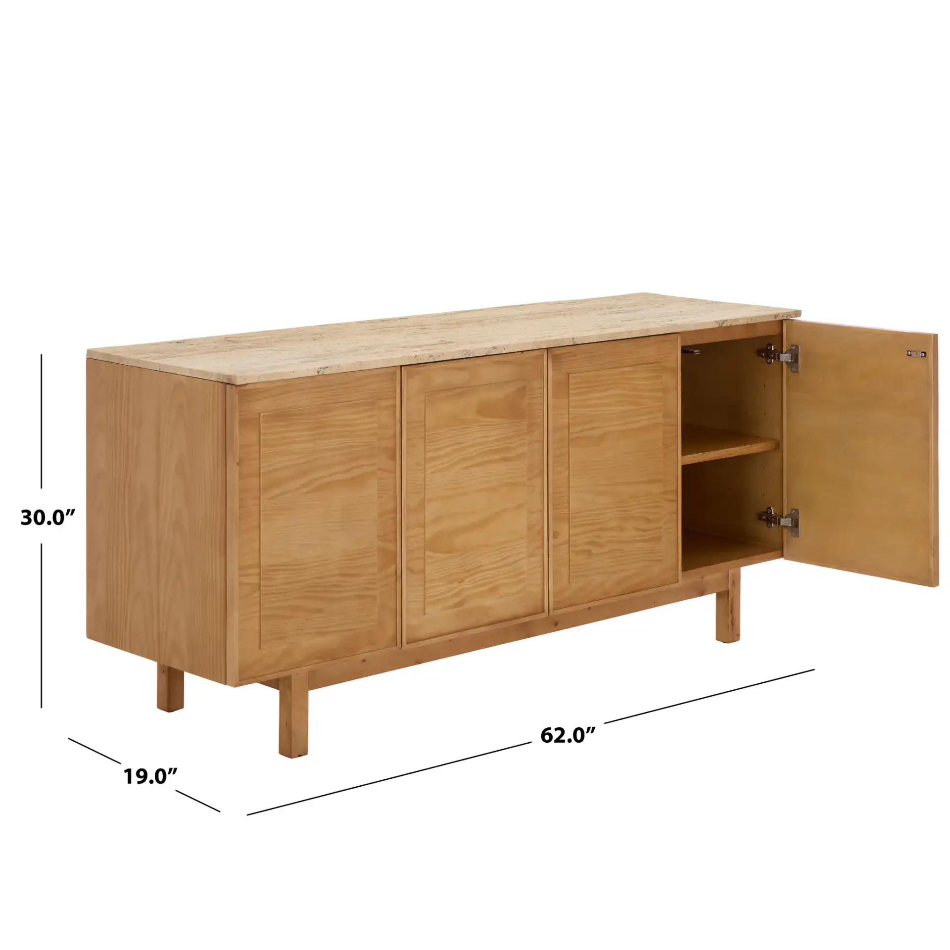 Debrianna Travertine Sideboard in Natural / Travertine, detail view