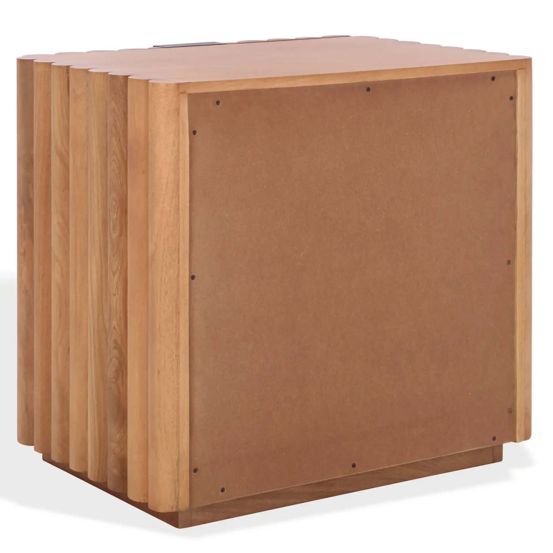 Renata Fluted Wood Nightstand in Natural / Black, detail view