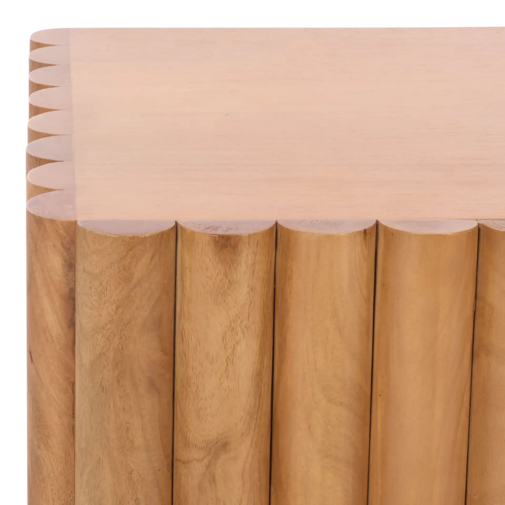 Renata Fluted Wood Nightstand in Natural / Black in a styled room