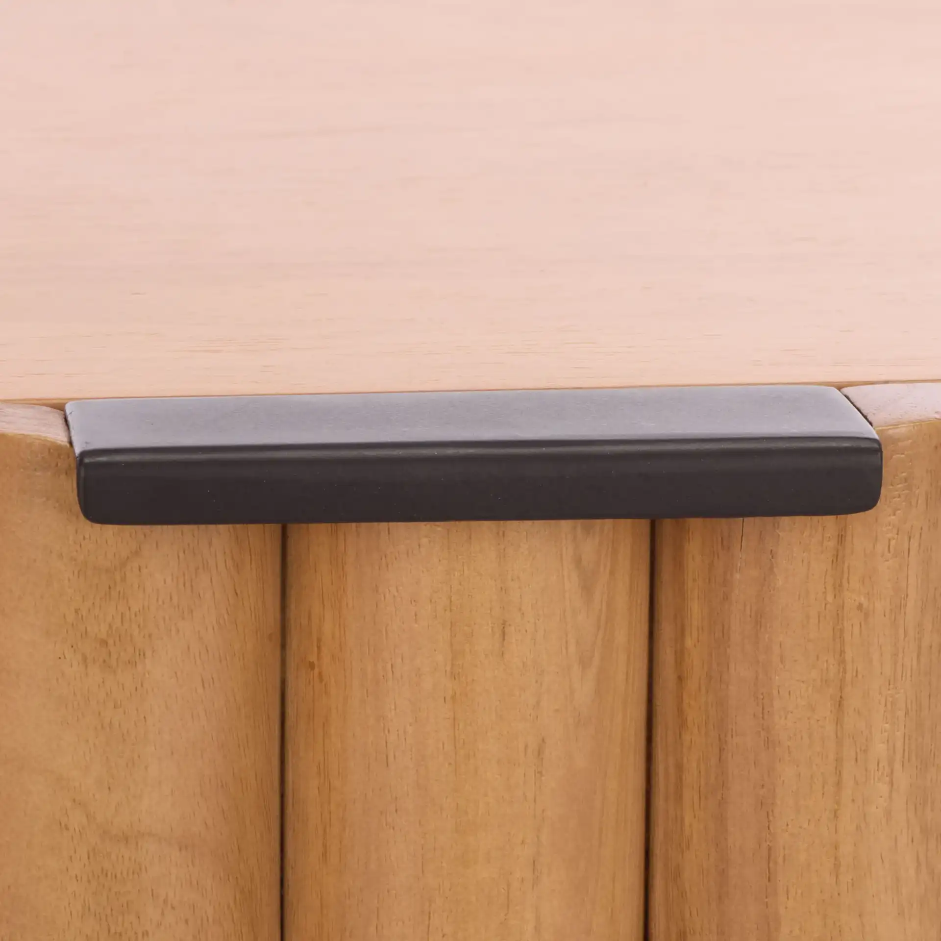 Renata Fluted Wood Nightstand in Natural / Black in a styled room