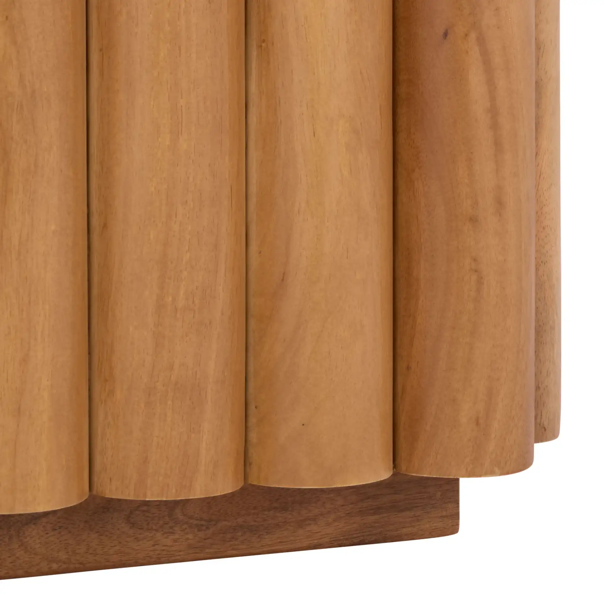 Renata Fluted Wood Nightstand in Natural / Black, detail view