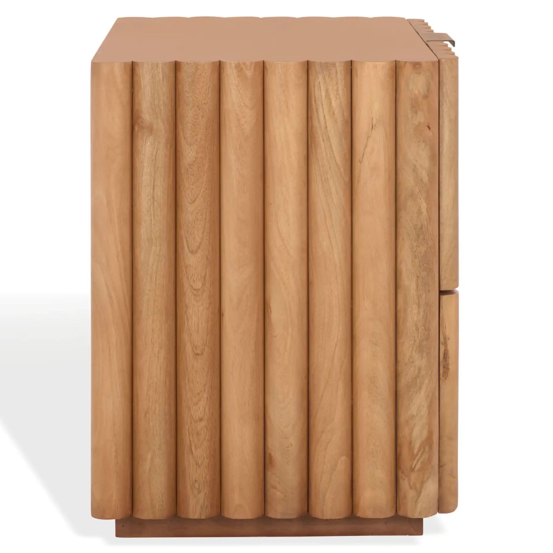 Renata Fluted Wood Nightstand in Natural / Black, detail view