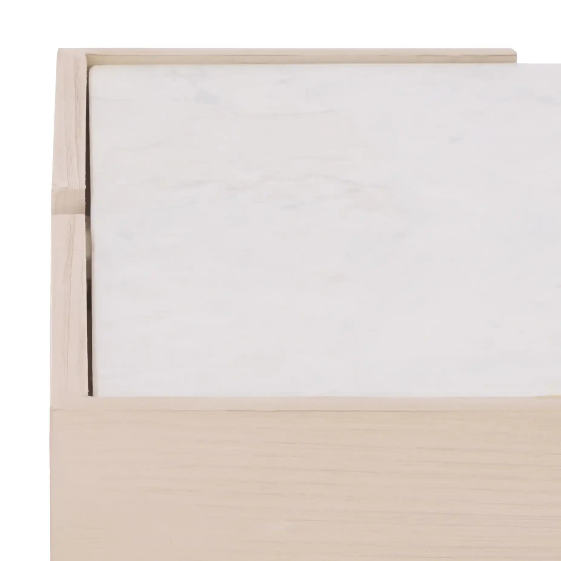 Alanabella Marble Square Accent Table in Sand / White in a styled room