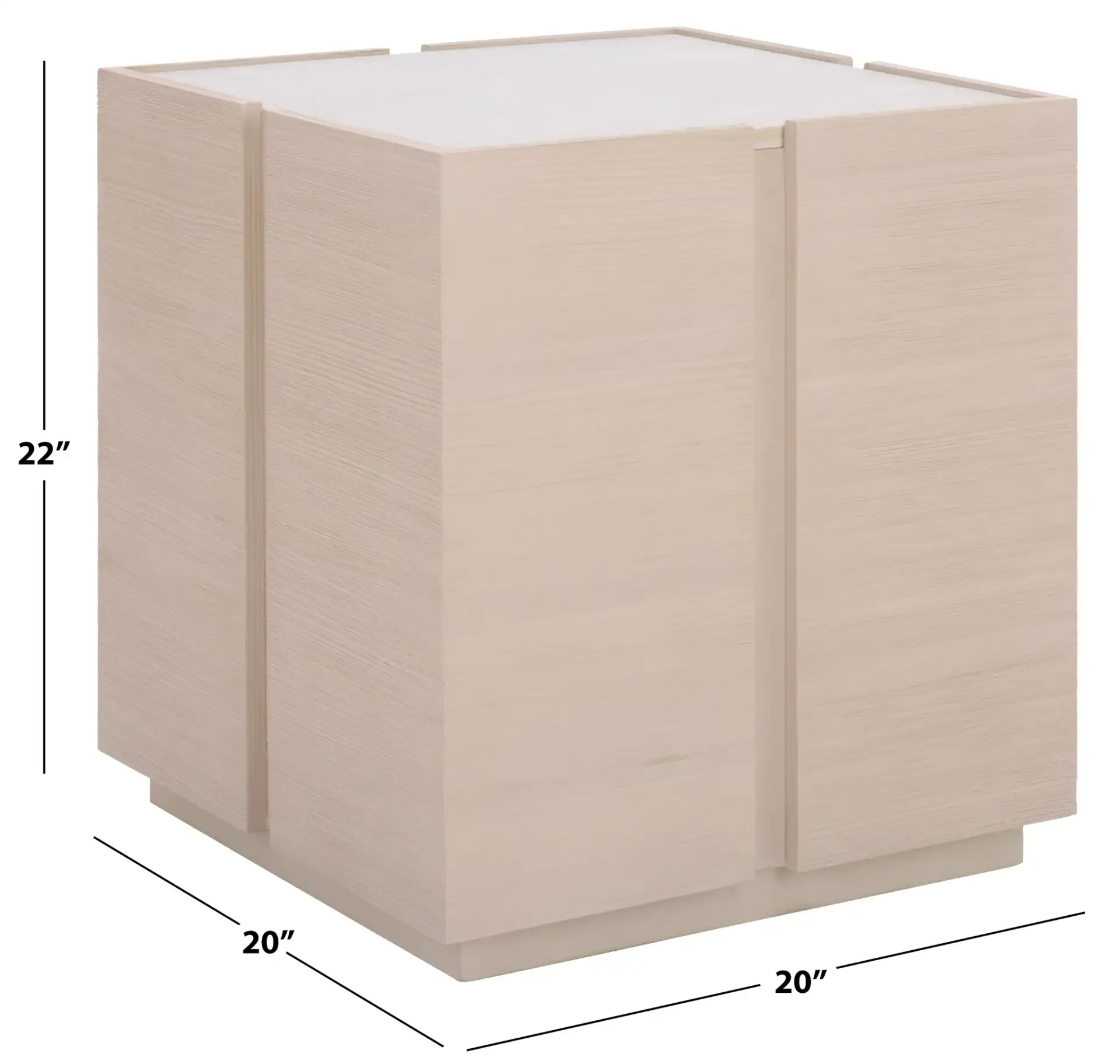 Alanabella Marble Square Accent Table in Sand / White, detail view