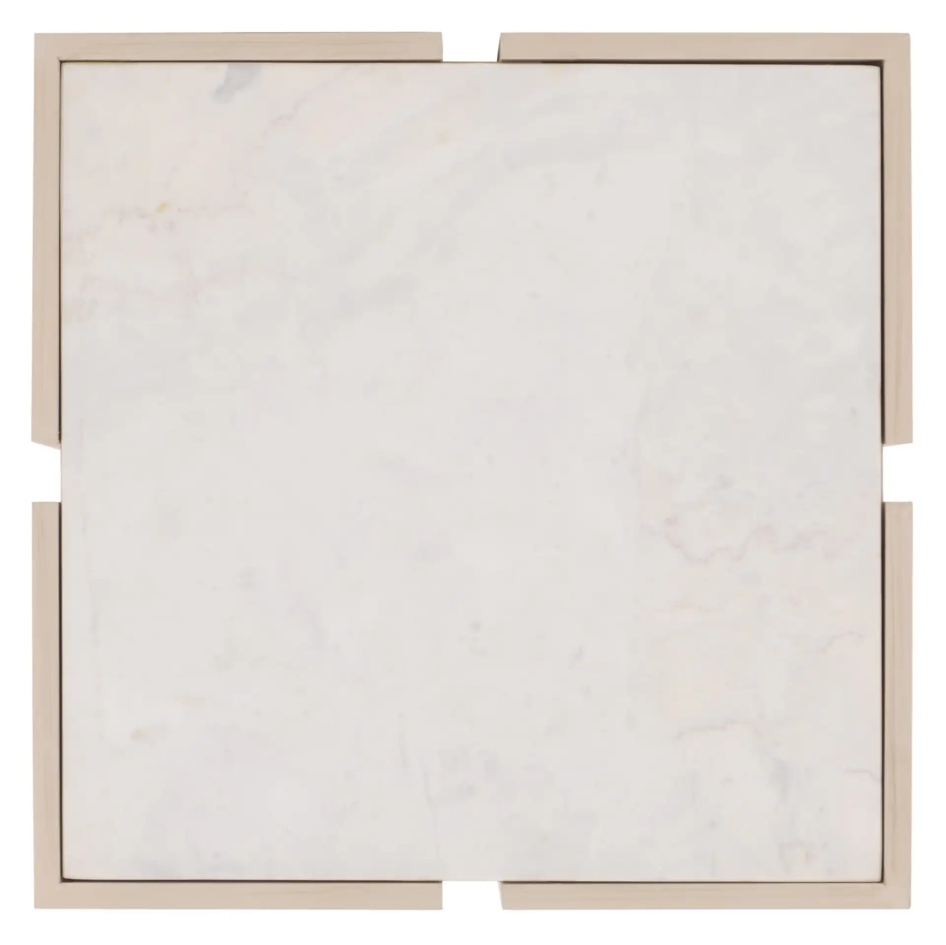 Alanabella Marble Square Accent Table in Sand / White, detail view