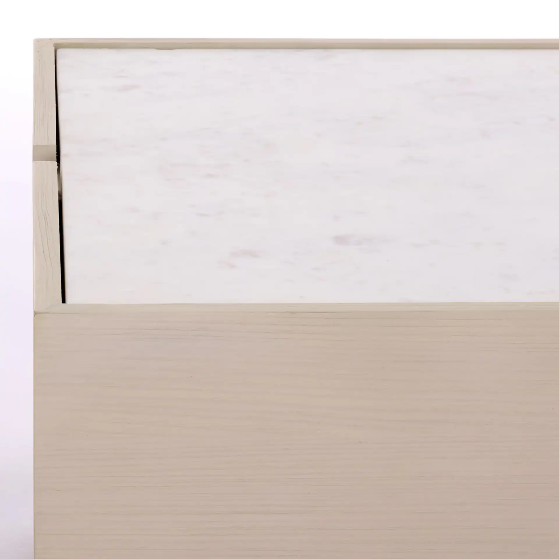 Alanabella Marble Rectangular Coffee Table in Sand / White in a styled room