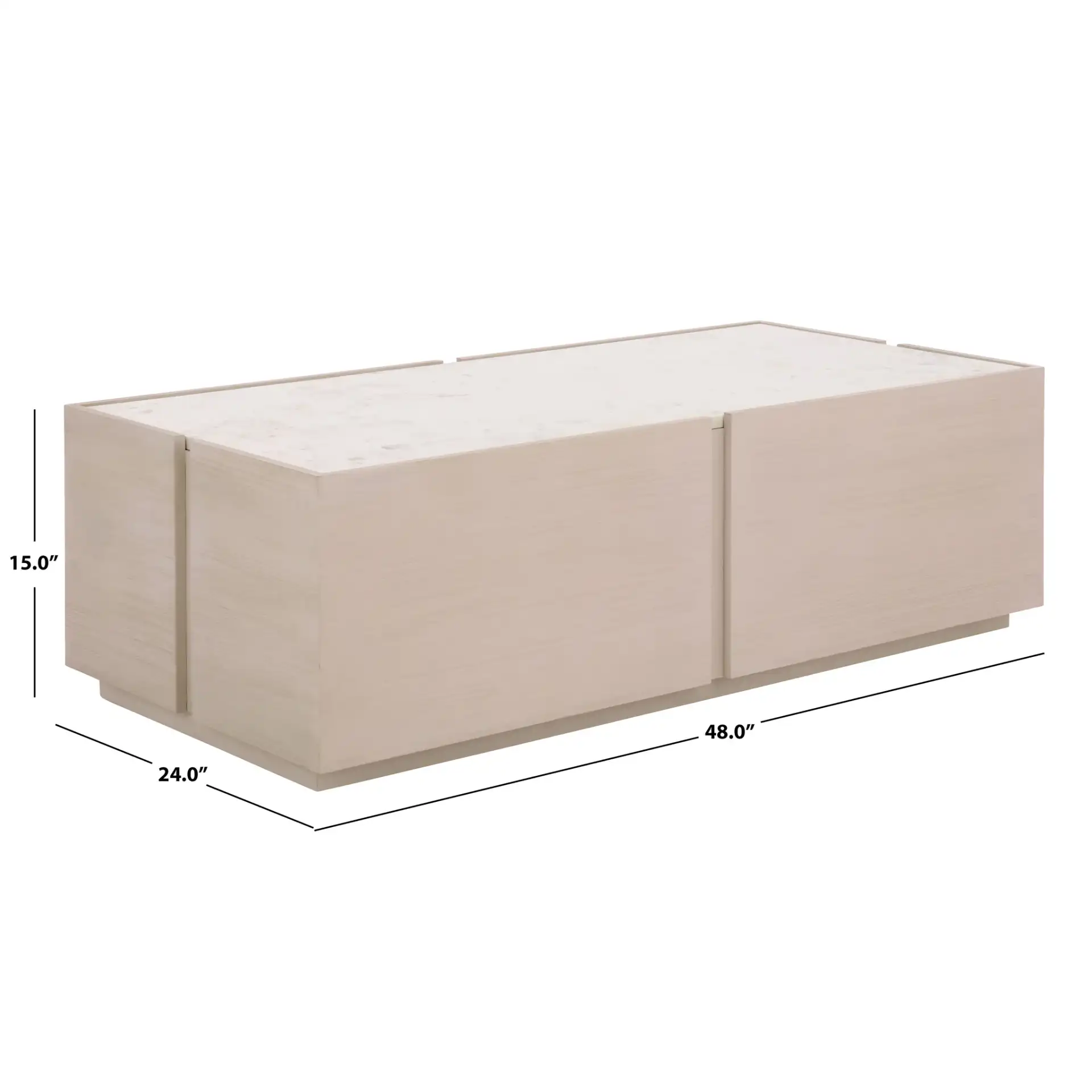 Alanabella Marble Rectangular Coffee Table in Sand / White, detail view