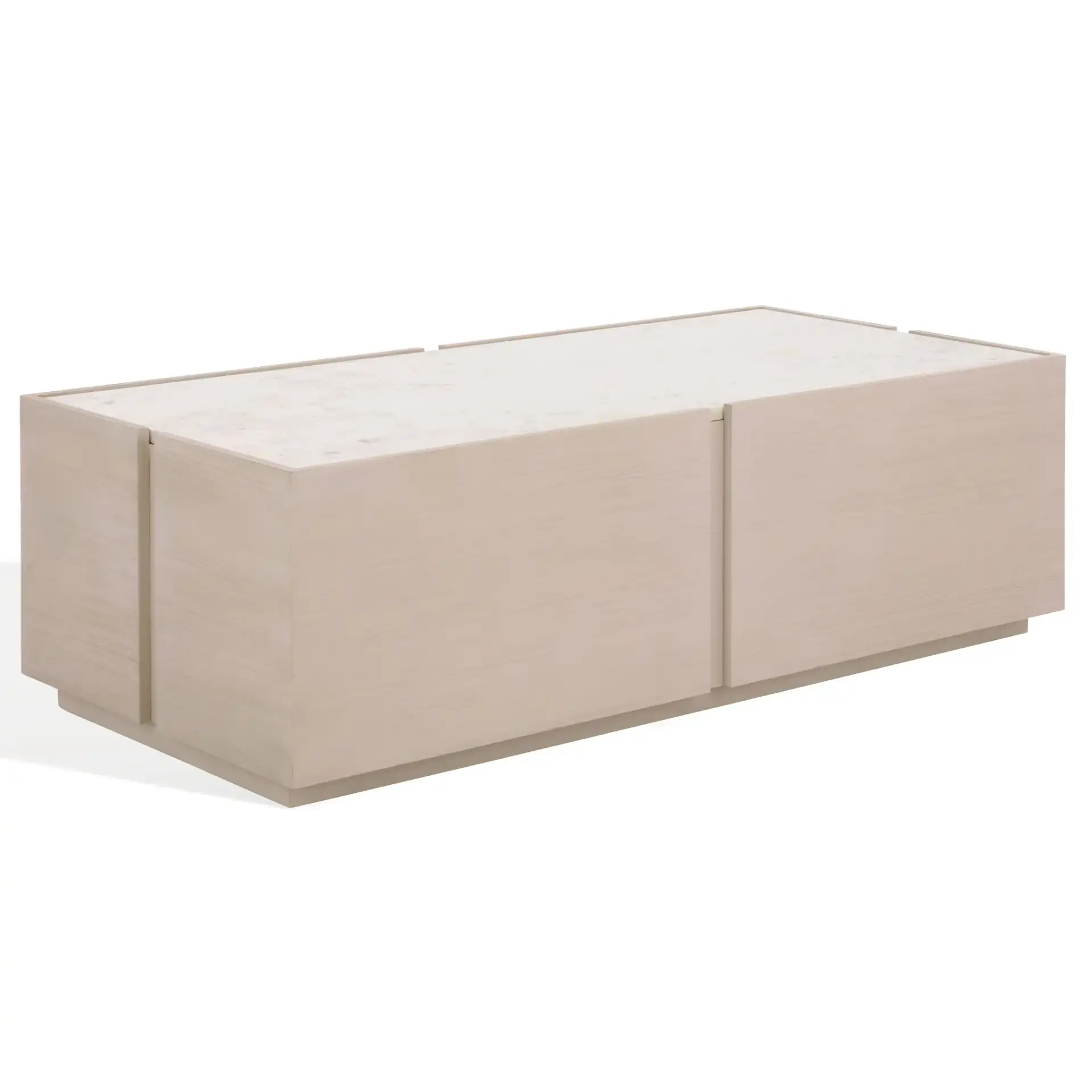 Alanabella Marble Rectangular Coffee Table in Sand / White, detail view