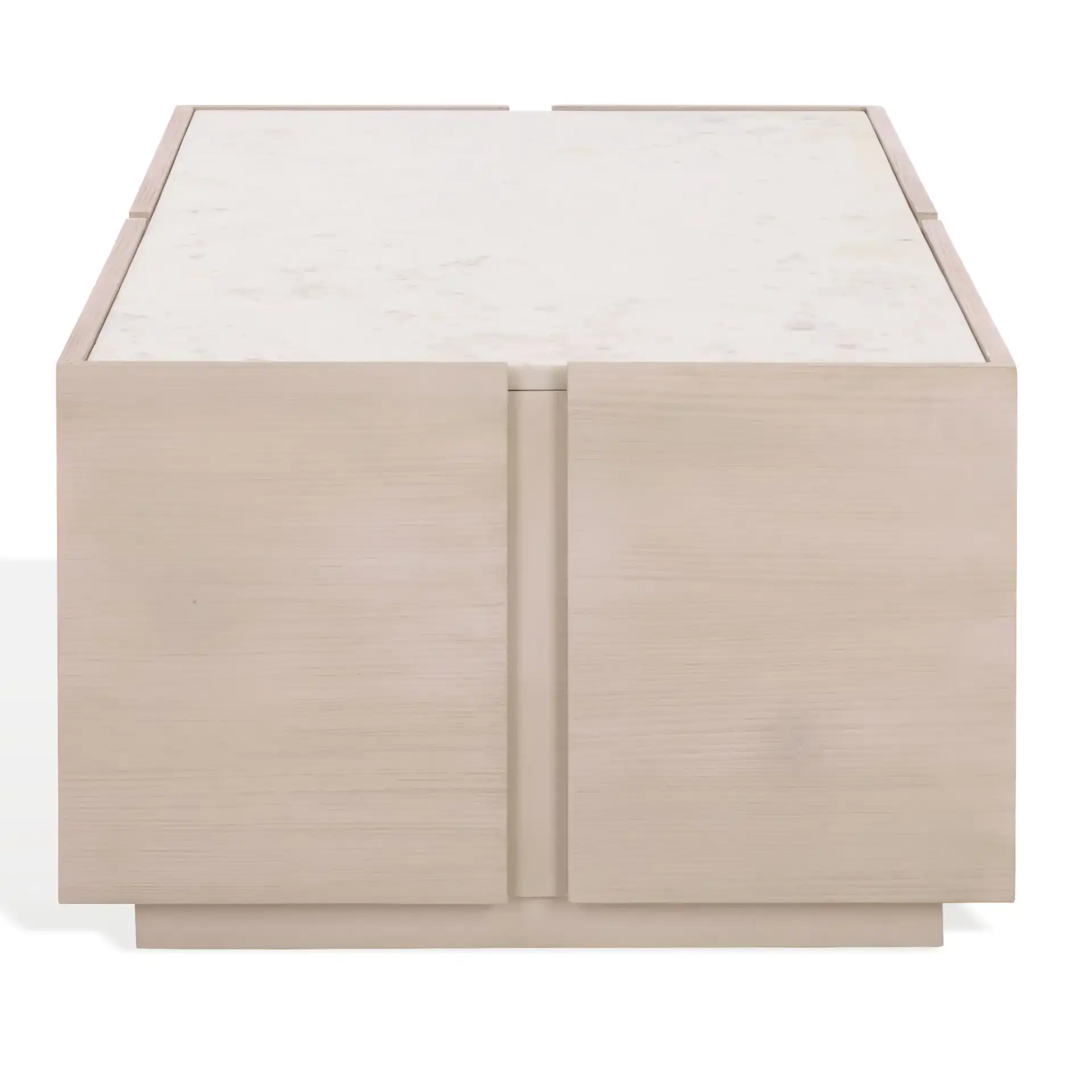 Alanabella Marble Rectangular Coffee Table in Sand / White, detail view