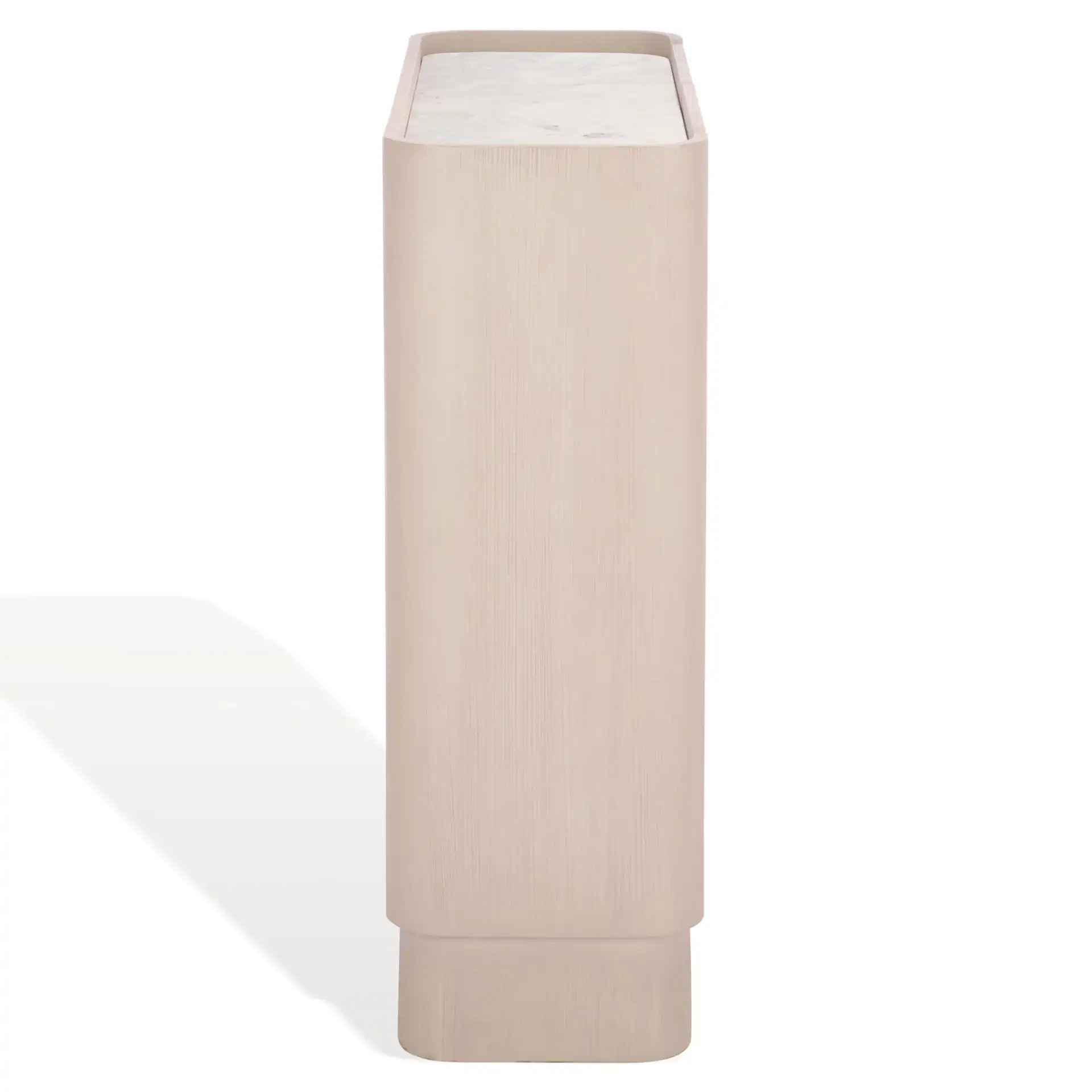 Alanabella Marble Bar Cabinet in Sand / White, detail view