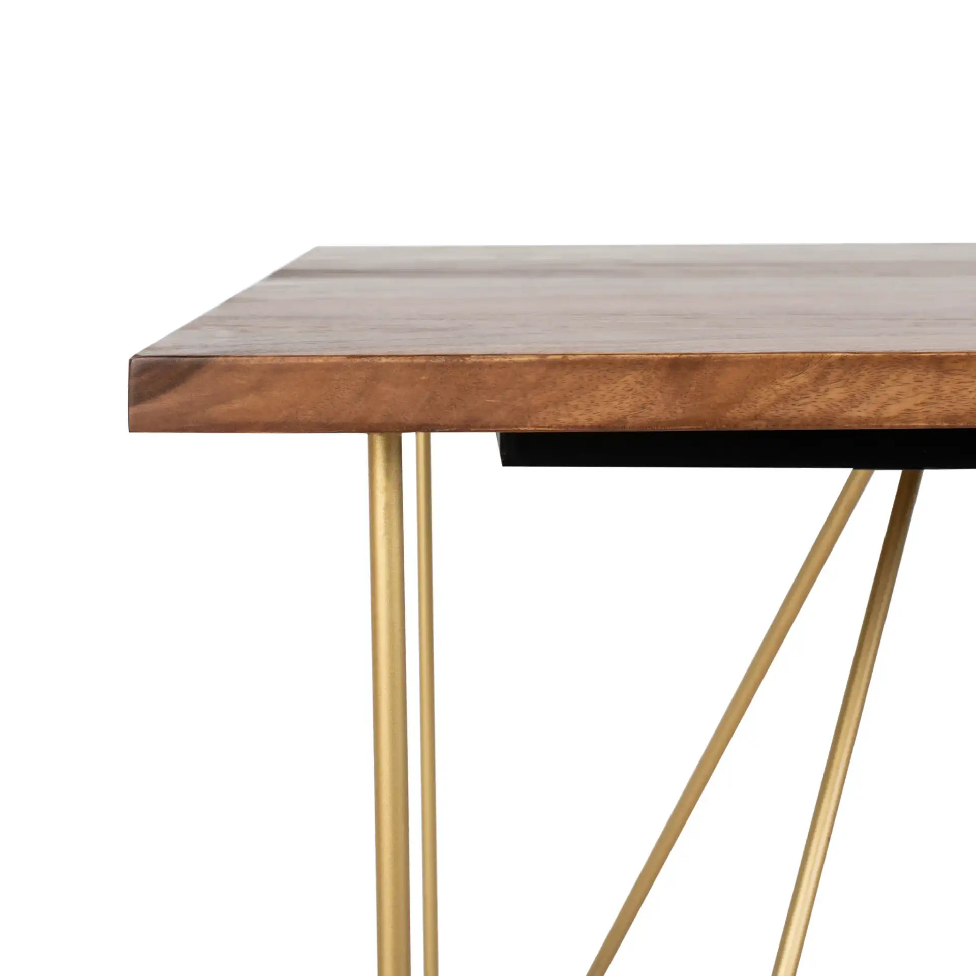 Captain Wood Dining Table in Walnut / Brass in a styled room