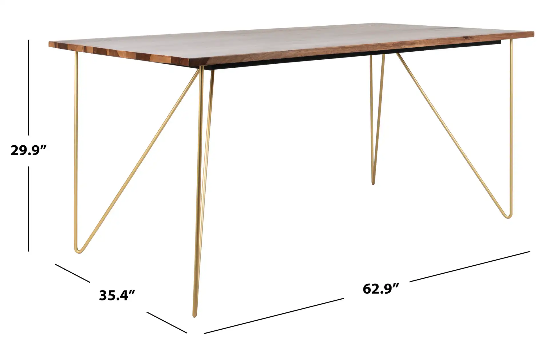 Captain Wood Dining Table in Walnut / Brass, detail view