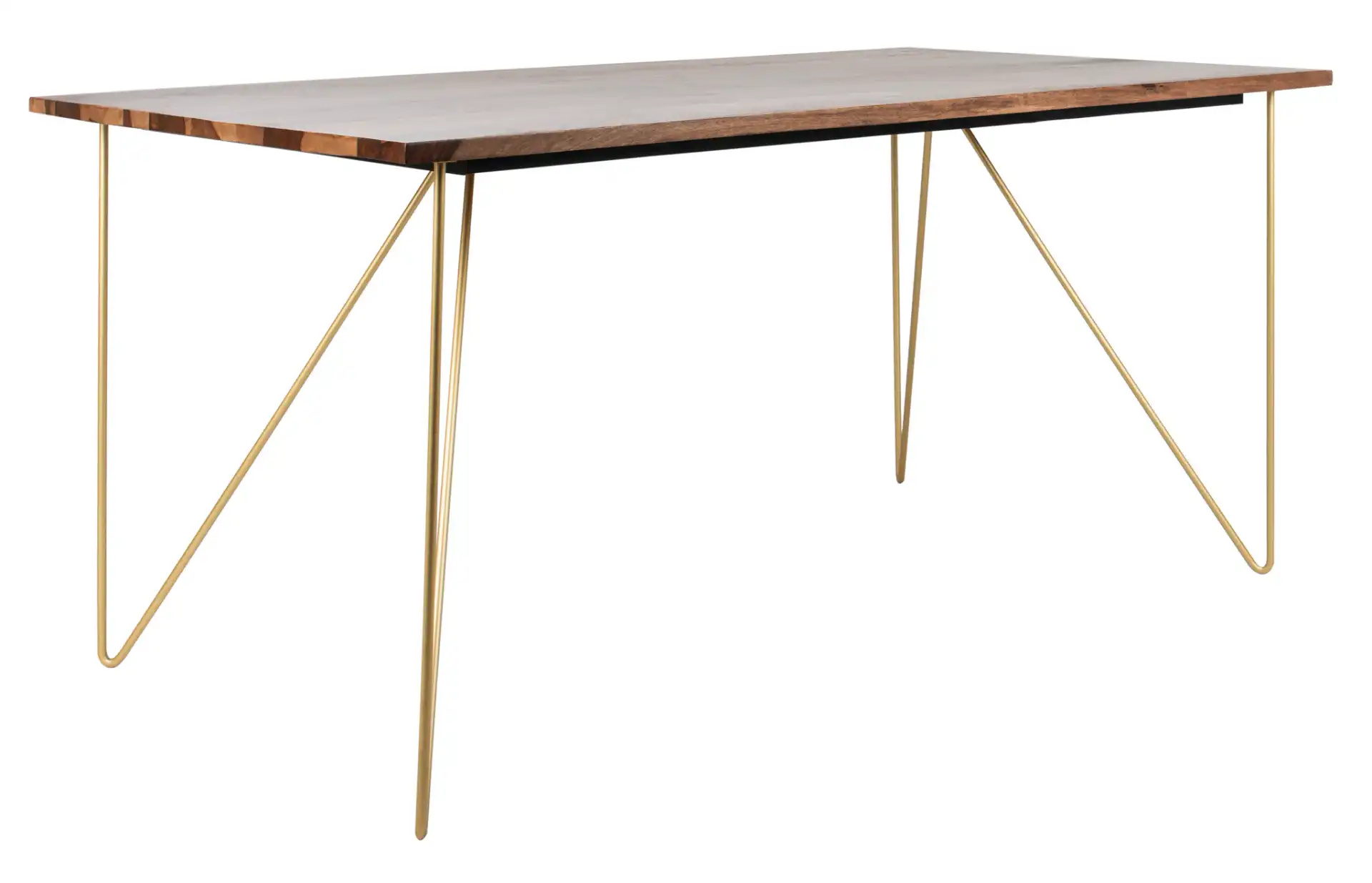 Captain Wood Dining Table in Walnut / Brass, detail view