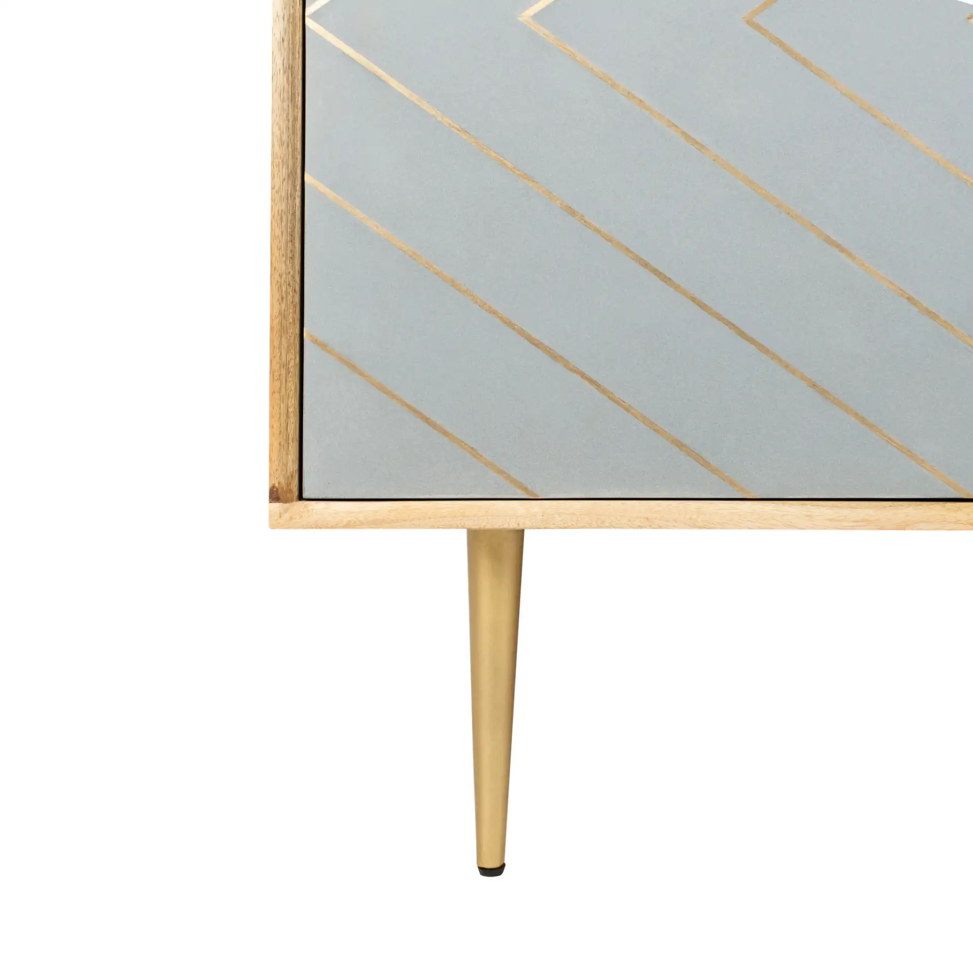 Titan Inlayed Cement Sideboard in Natural / Brass, detail view