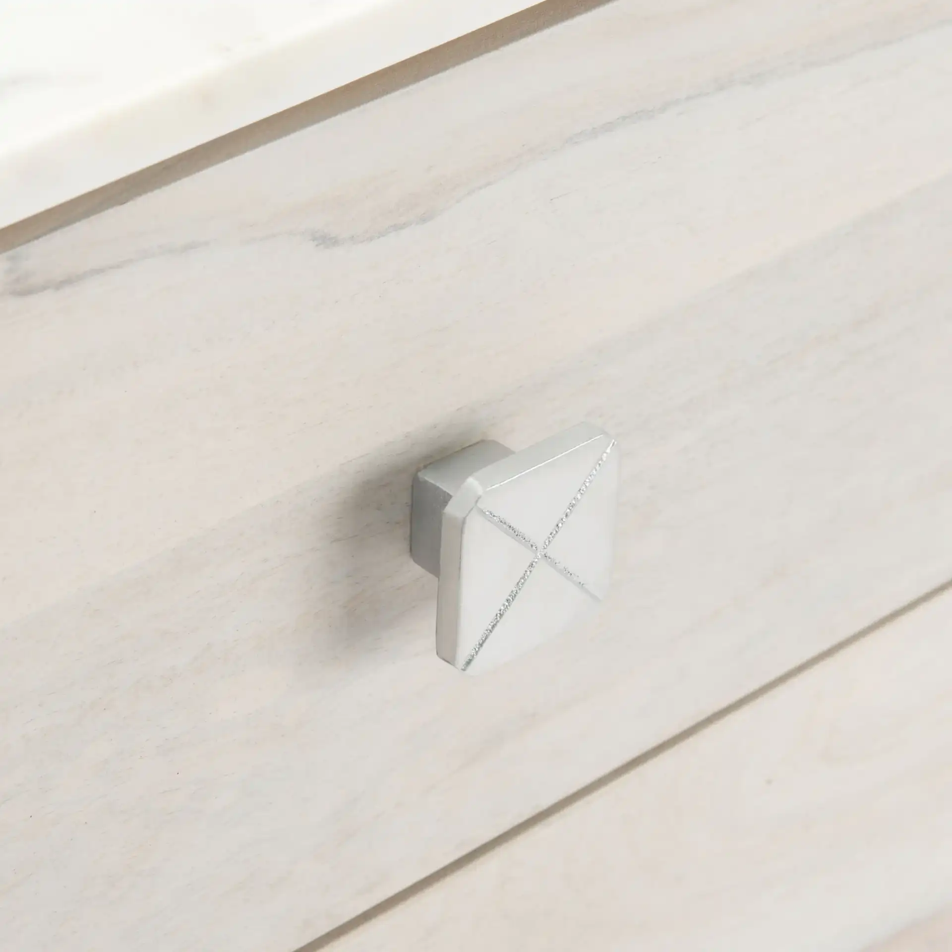 Corarose Herringbone Sideboard in White Washed in a styled room