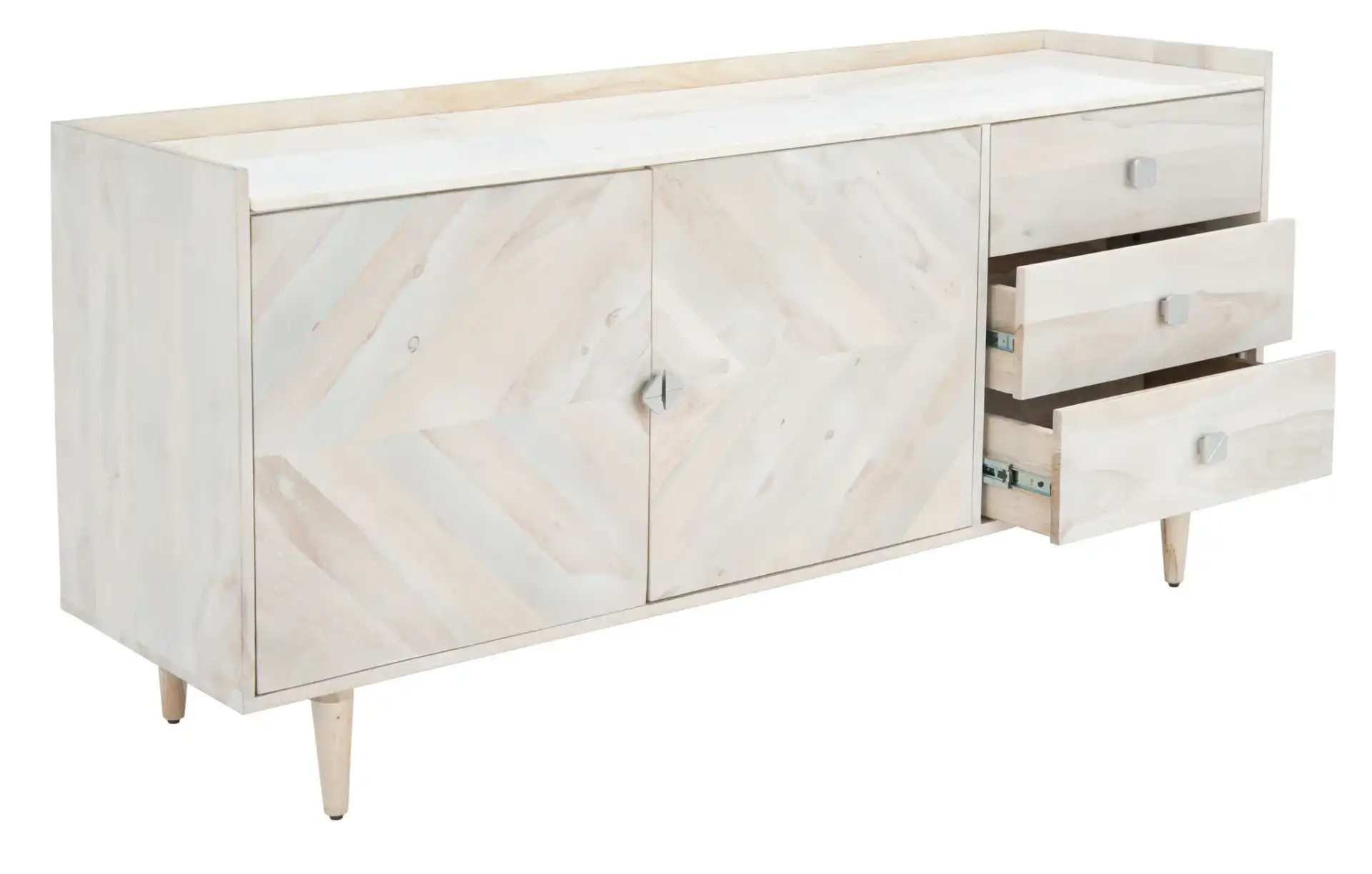 Corarose Herringbone Sideboard in White Washed, detail view