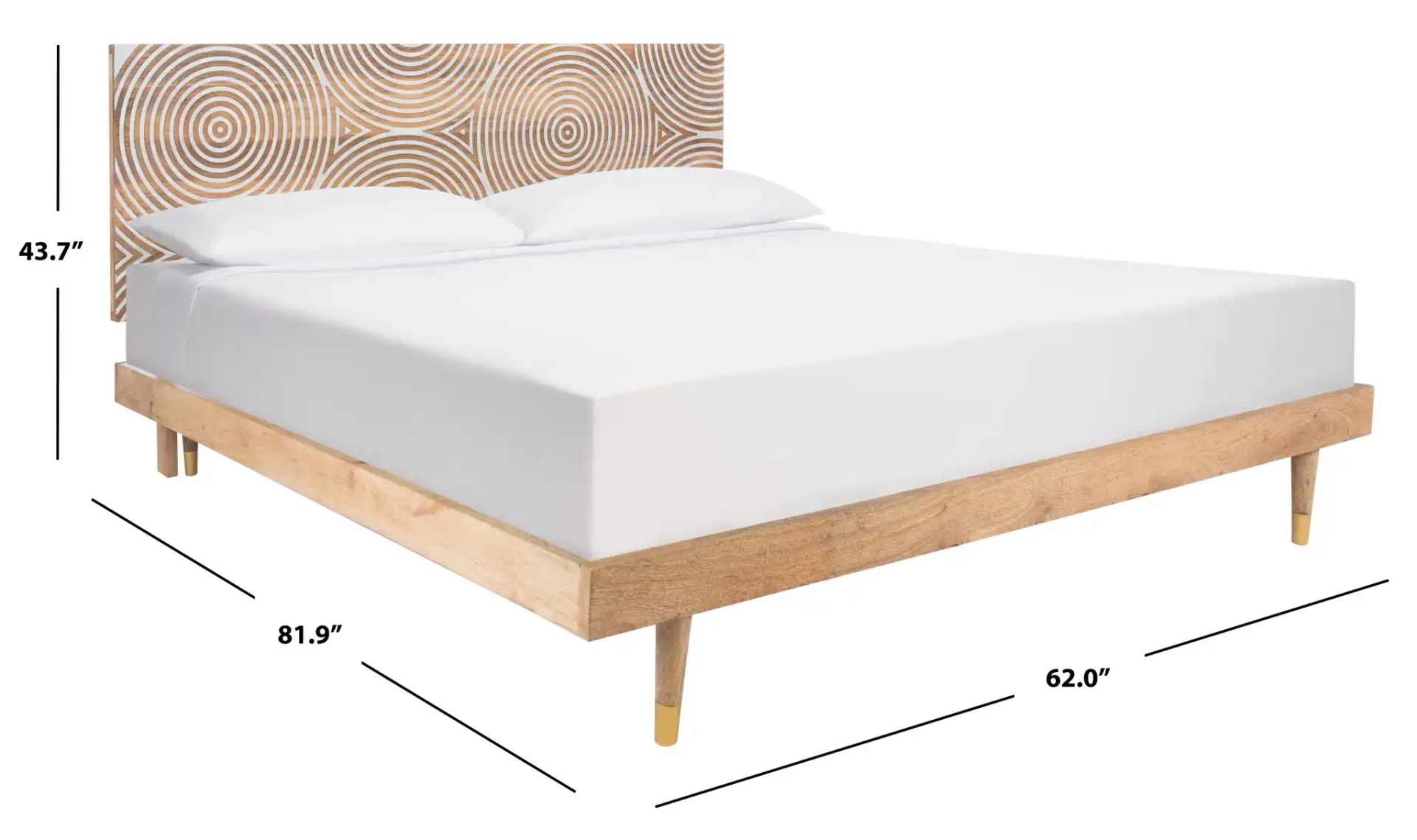 Dalvin Wood Platform Bed in Natural, detail view