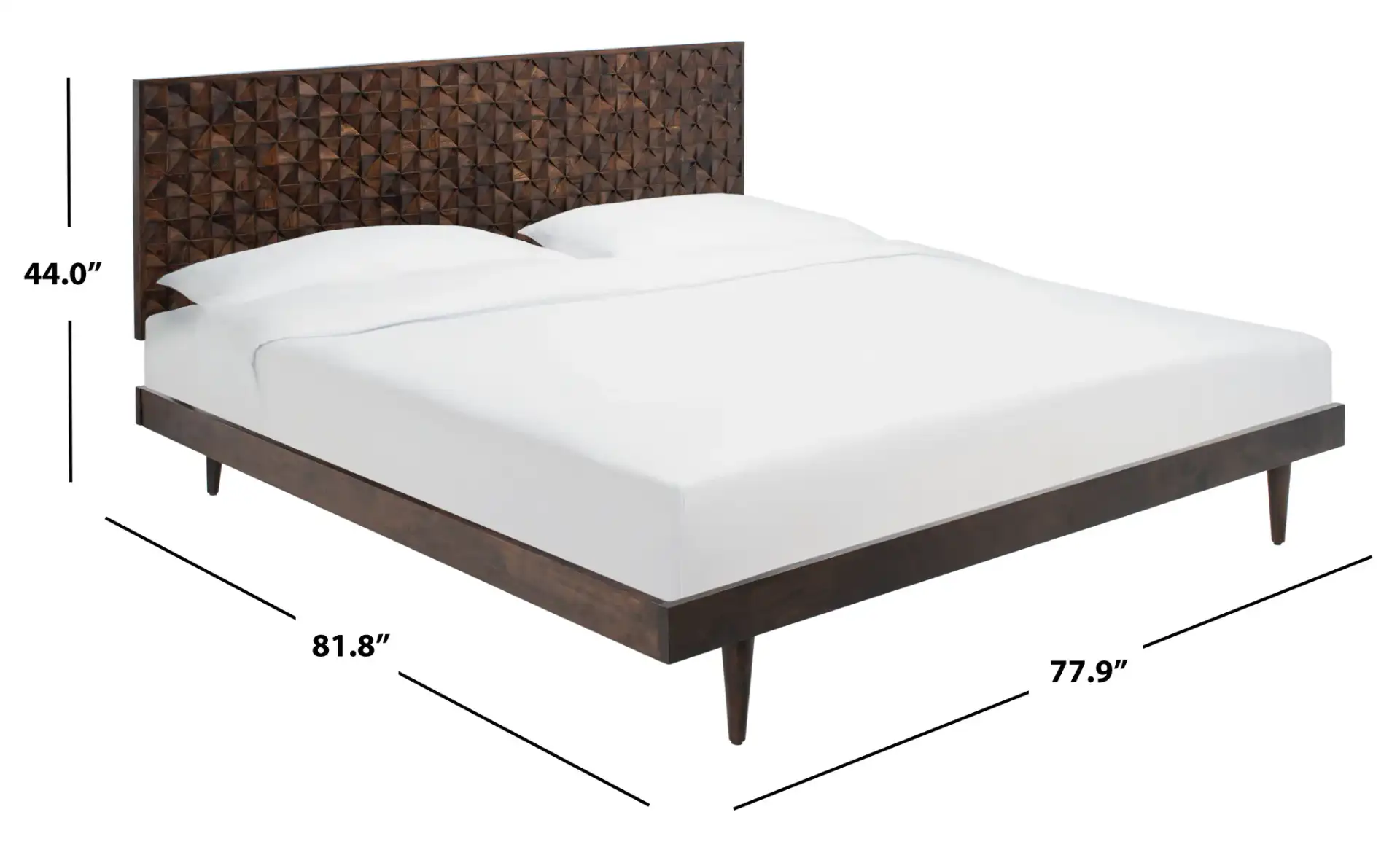 Zinnia Platform Bed in Walnut, detail view