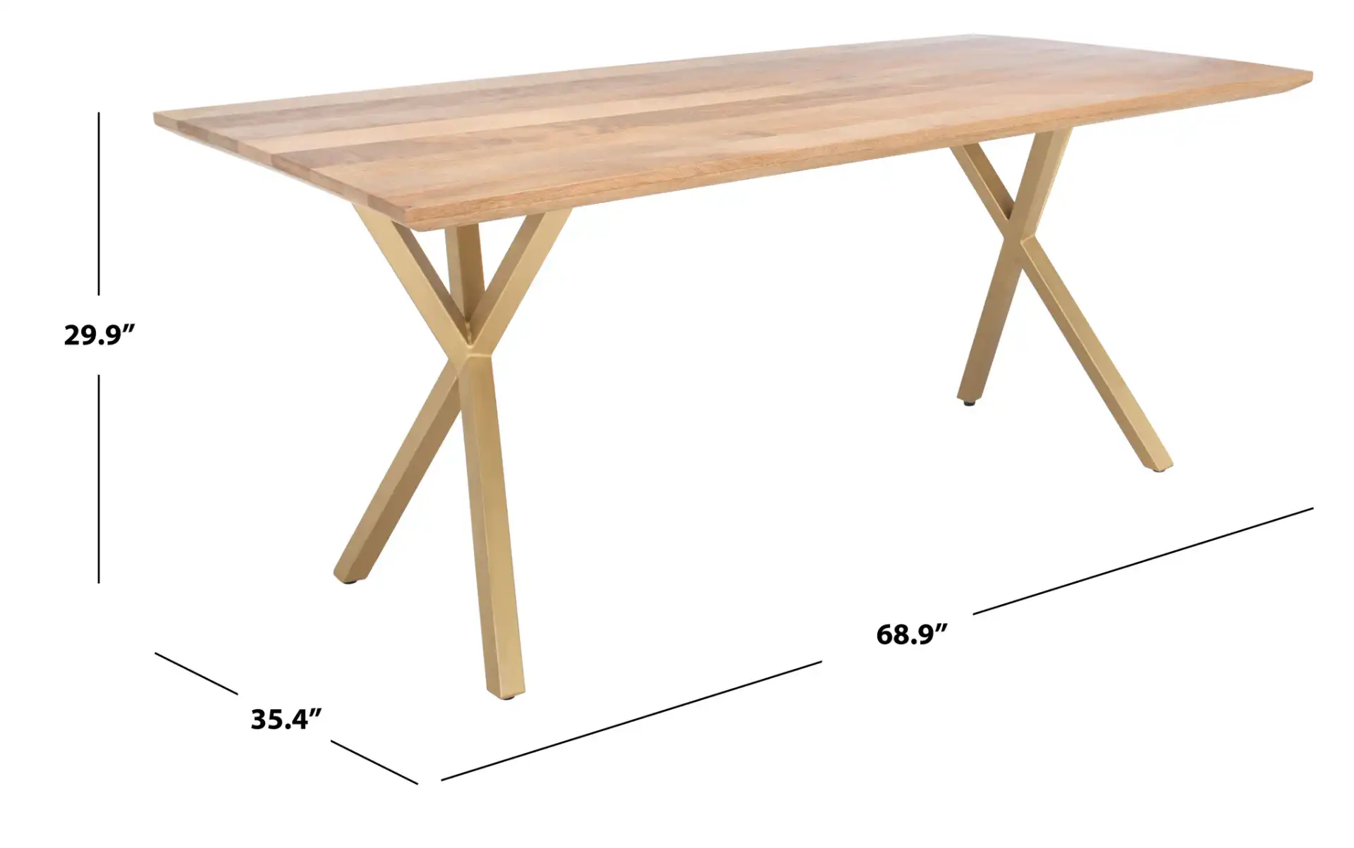 Barron Rectangle Dining Table in Natural / Gold, detail view